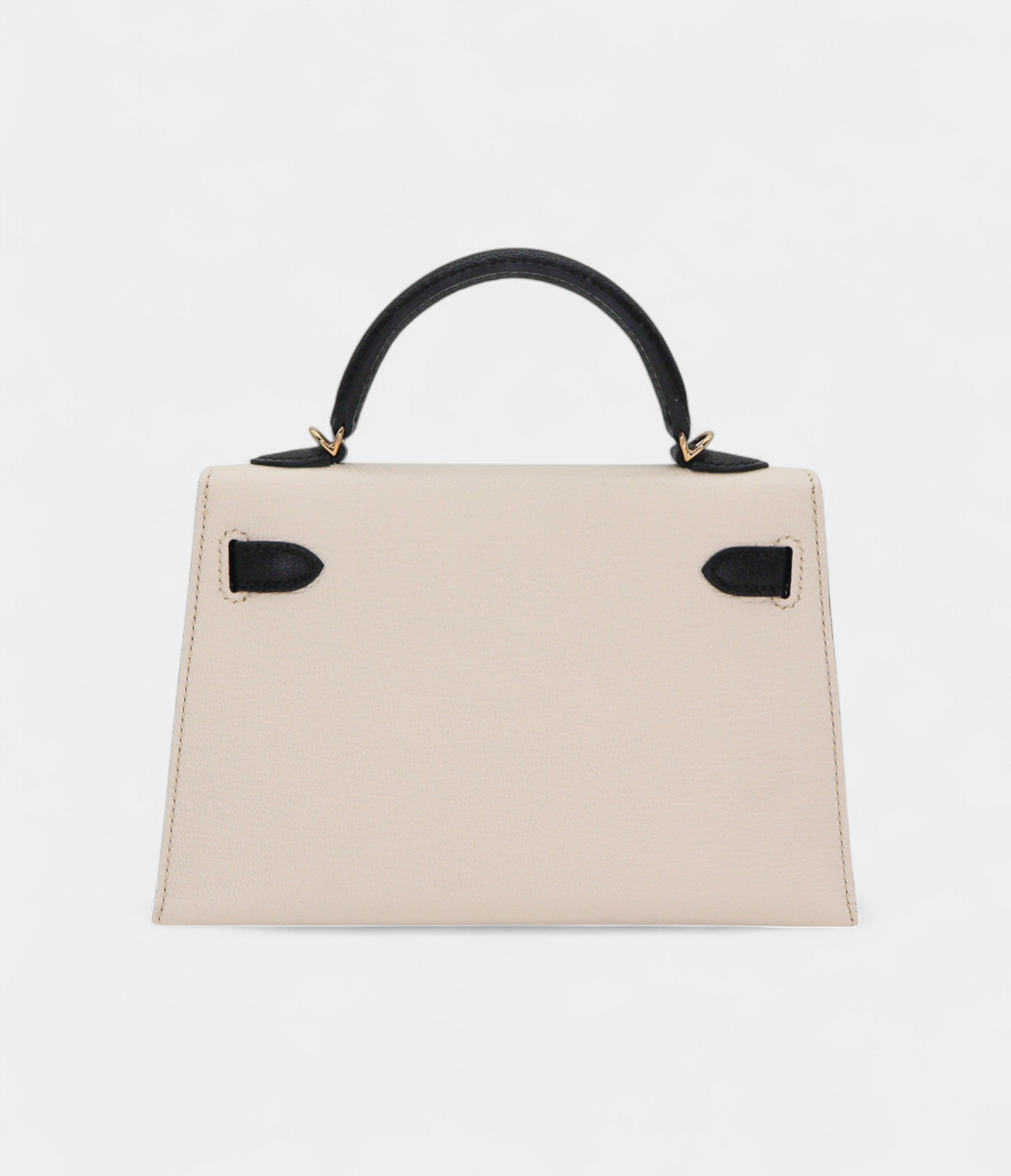 Hermès Kelly II Sellier Mini Nata/Black Chèvre Leather Permabrass Hardware