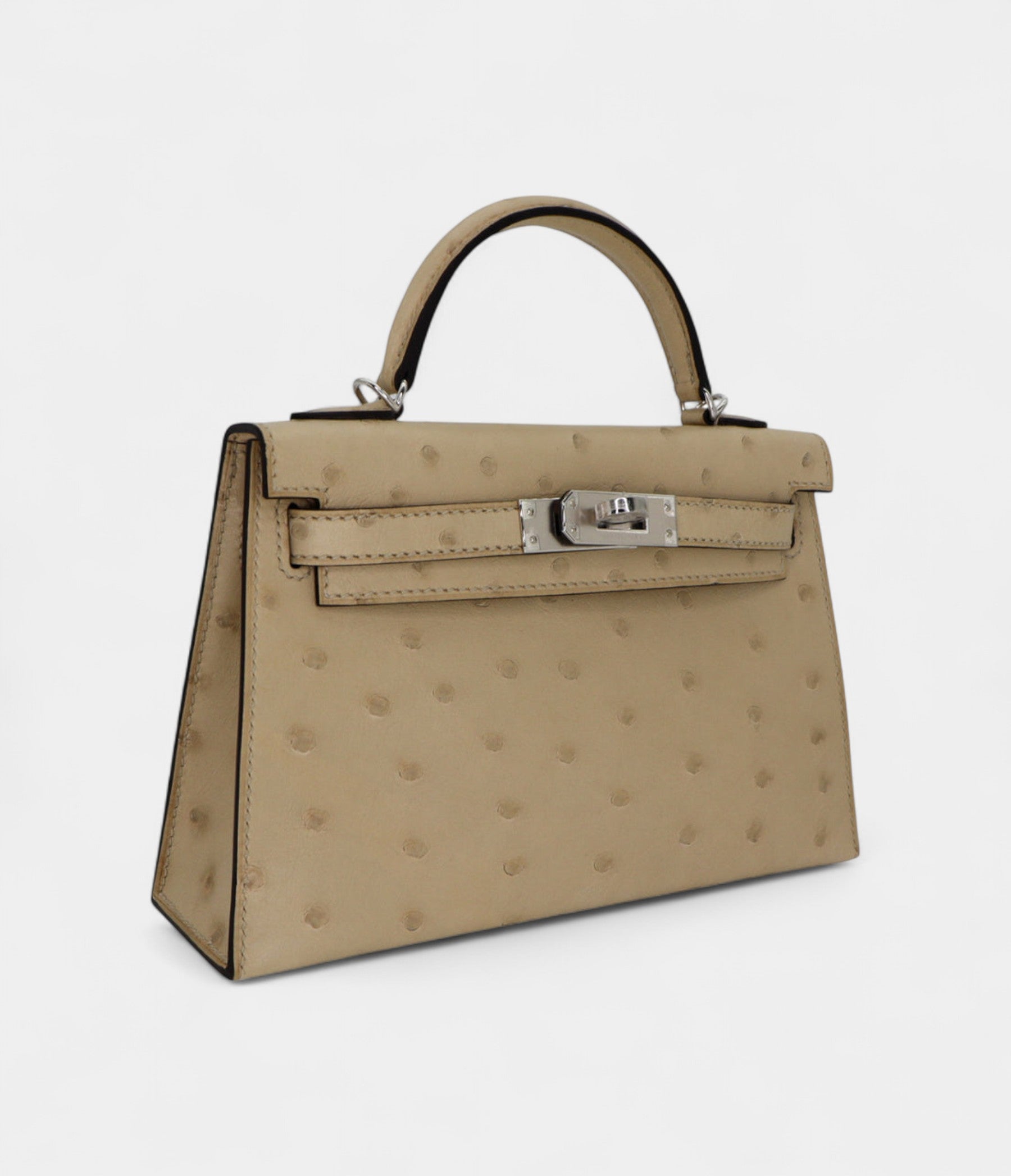 Hermès Kelly II Sellier Mini Parchemin Ostrich Palladium Hardware