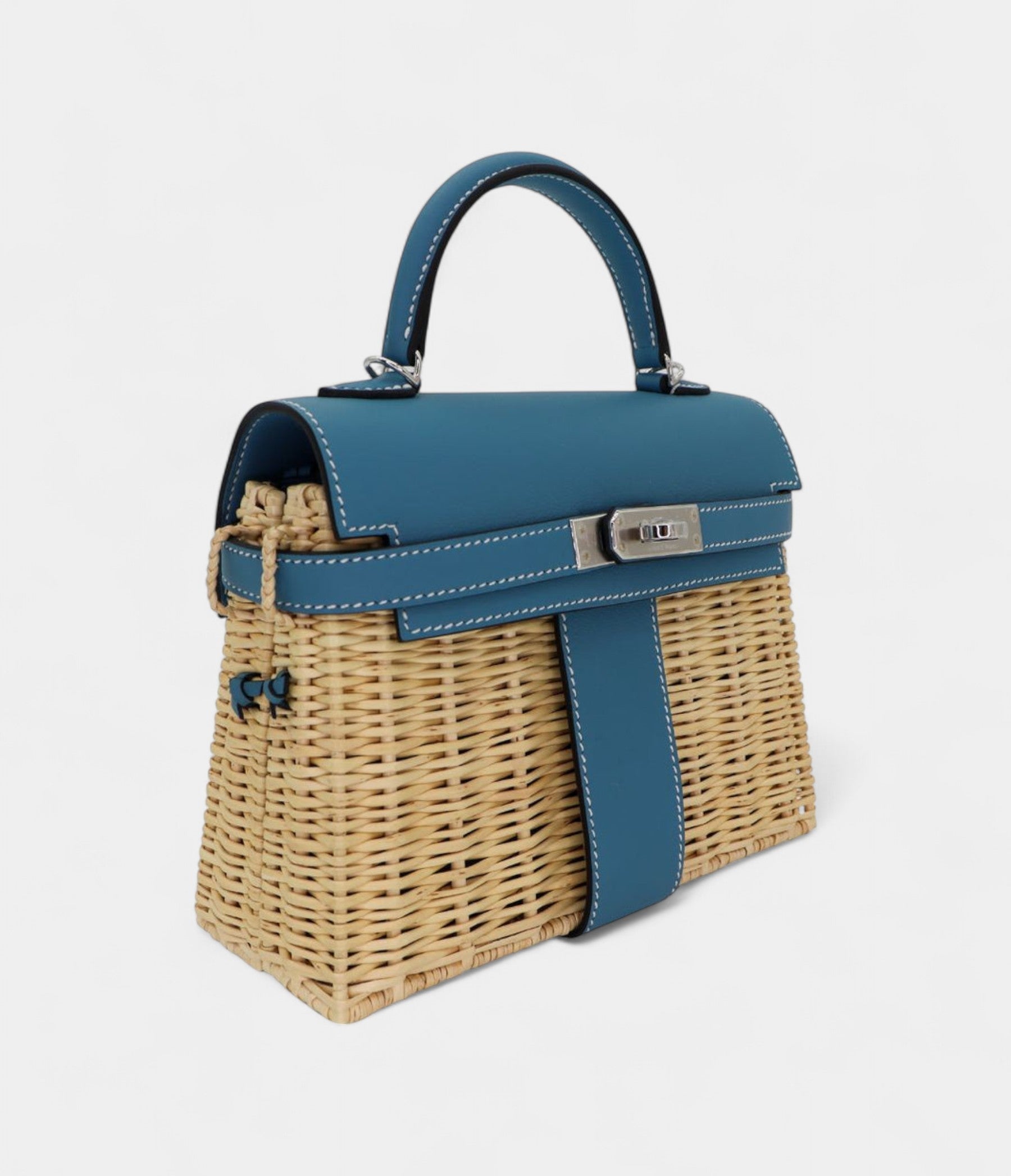 Hermès Kelly II Sellier Mini Picnic Bleu Jean Swift Leather Palladium Hardware