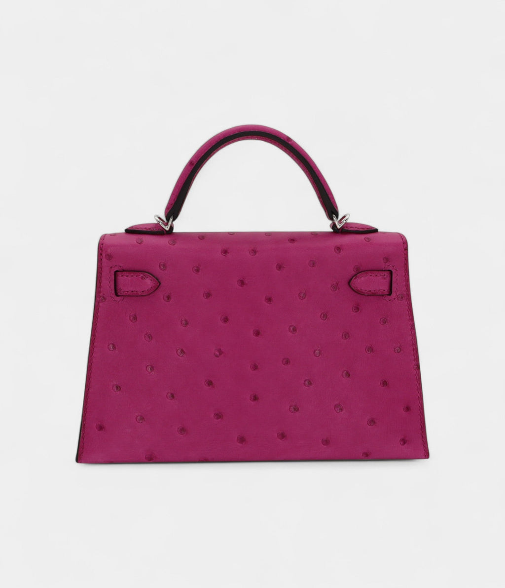 Hermès Kelly II Sellier Mini Rose Poupre Ostrich Palladium Hardware