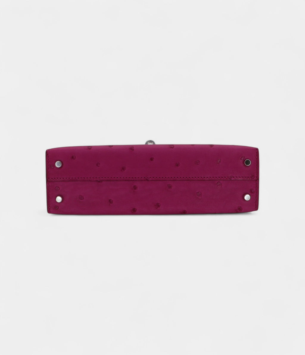 Hermès Kelly II Sellier Mini Rose Poupre Ostrich Palladium Hardware
