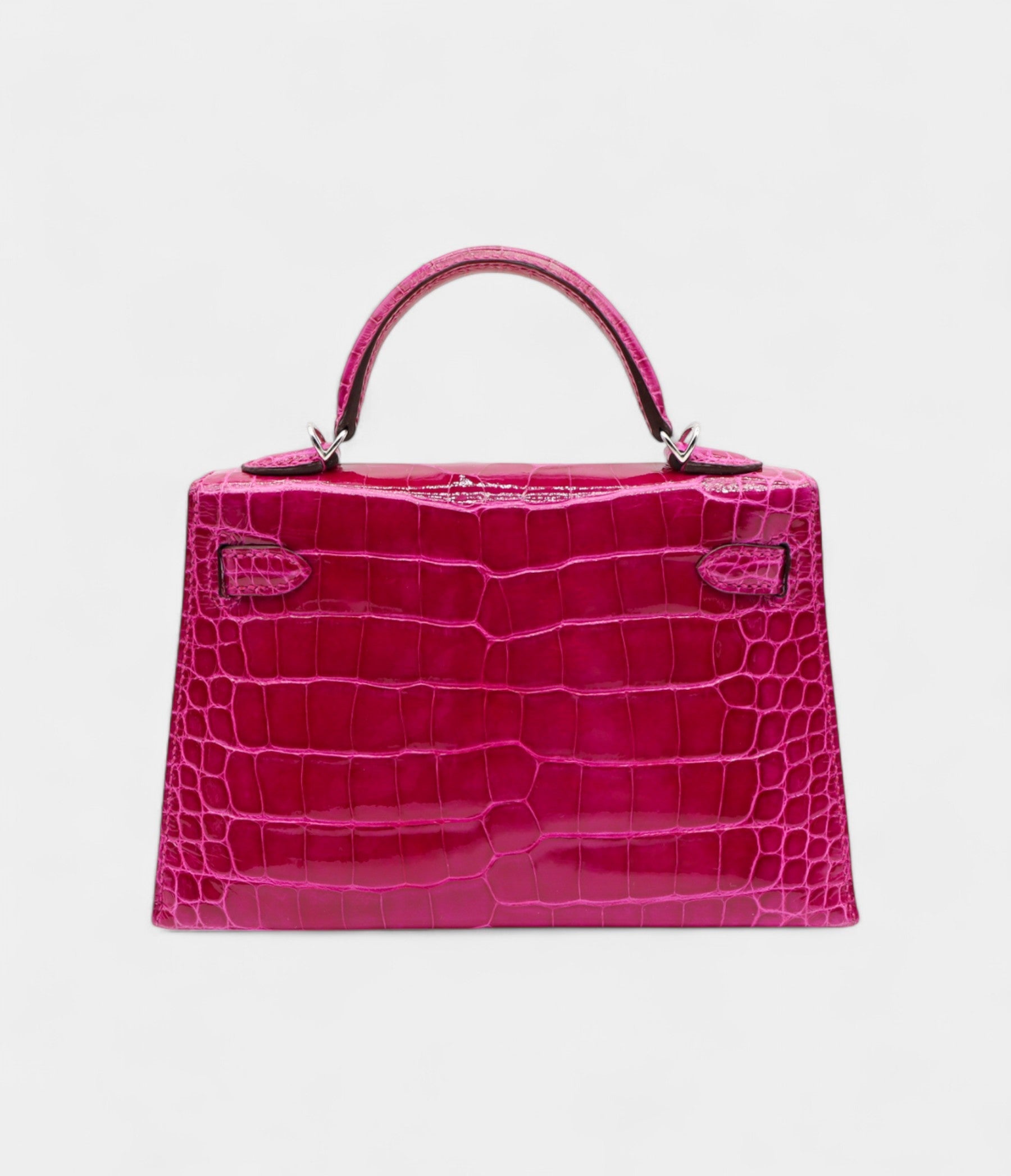 Hermès Kelly II Sellier Mini Rose Poupre Shiny Alligator Palladium Hardware