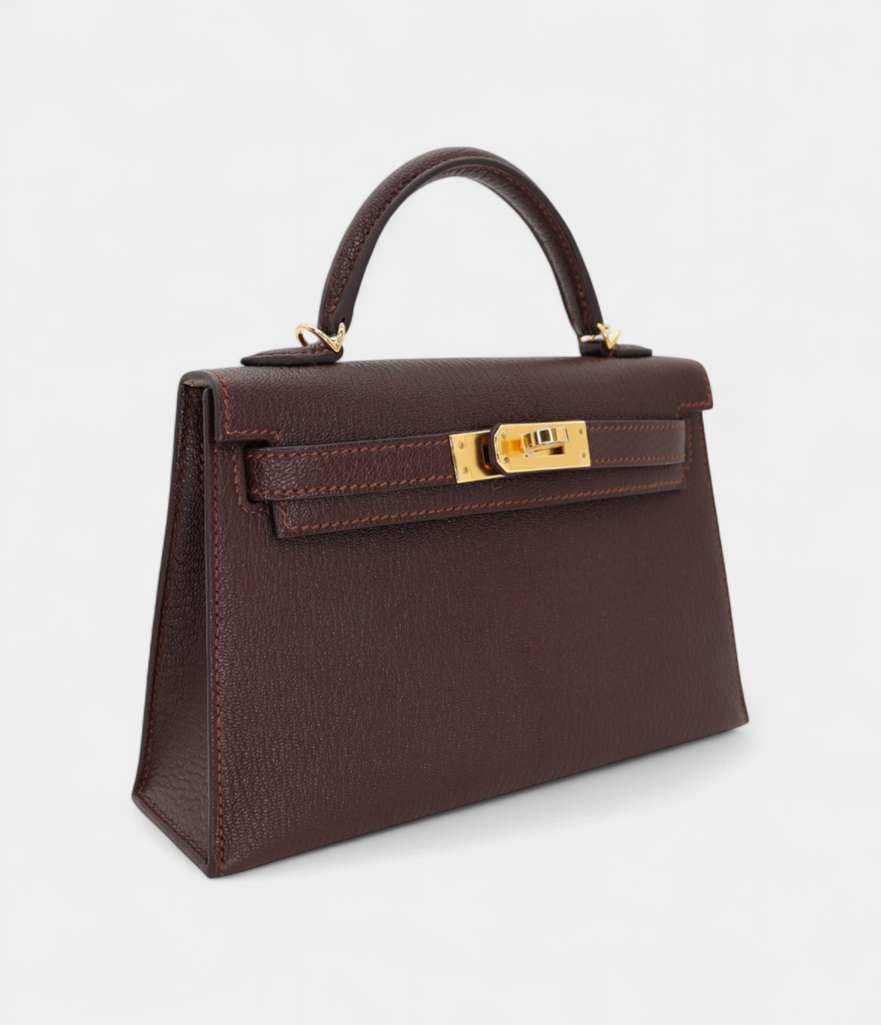 Hermès Kelly II Sellier Mini Verso Havane/Gris Touretelle Chèvre Leather Gold Hardware