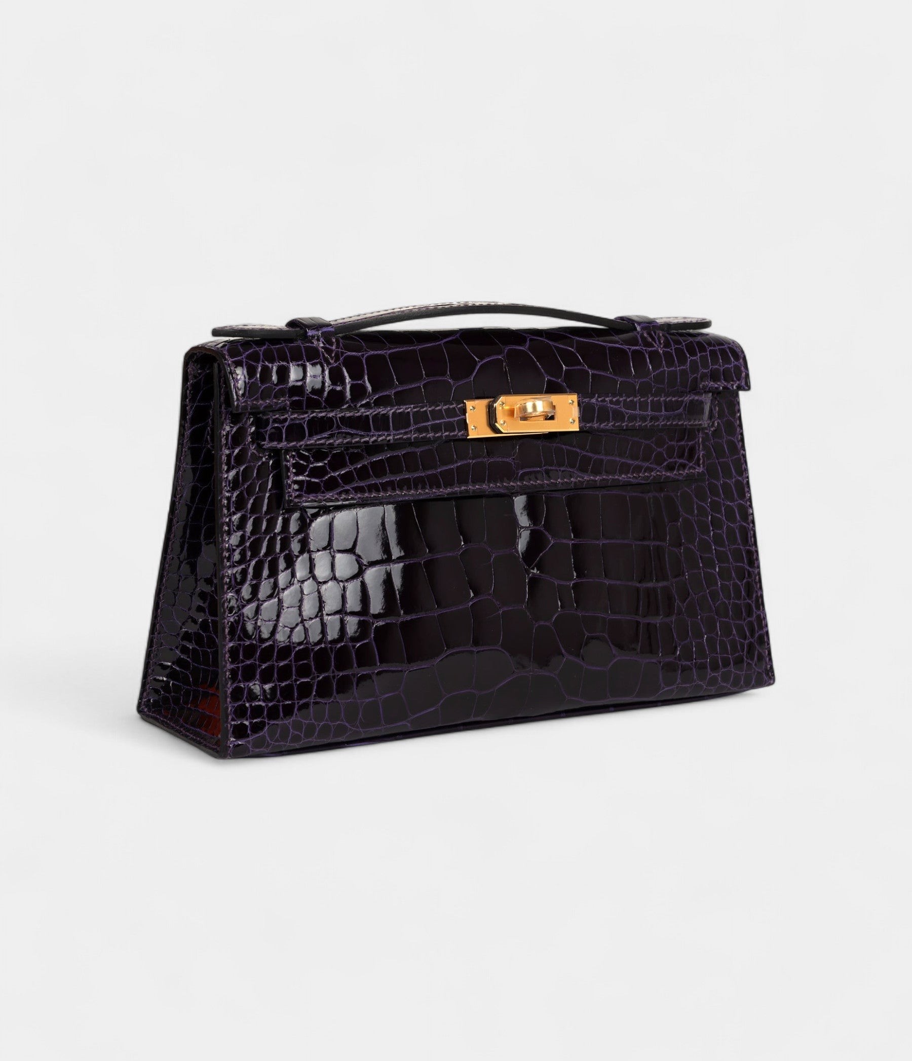 Hermès Kelly Pochette Amethyst Shiny Alligator Gold Hardware
