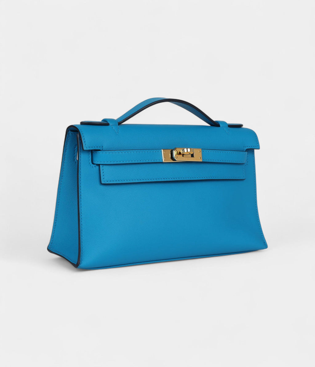 Hermès Kelly Pochette Bleu Frida Swift Gold Hardware