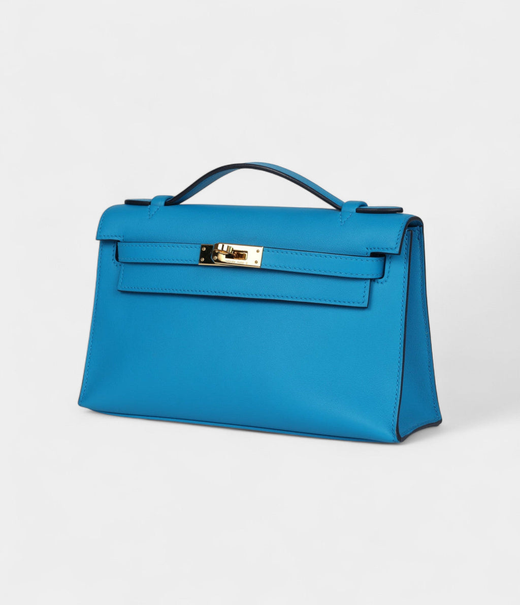 Hermès Kelly Pochette Bleu Frida Swift Gold Hardware