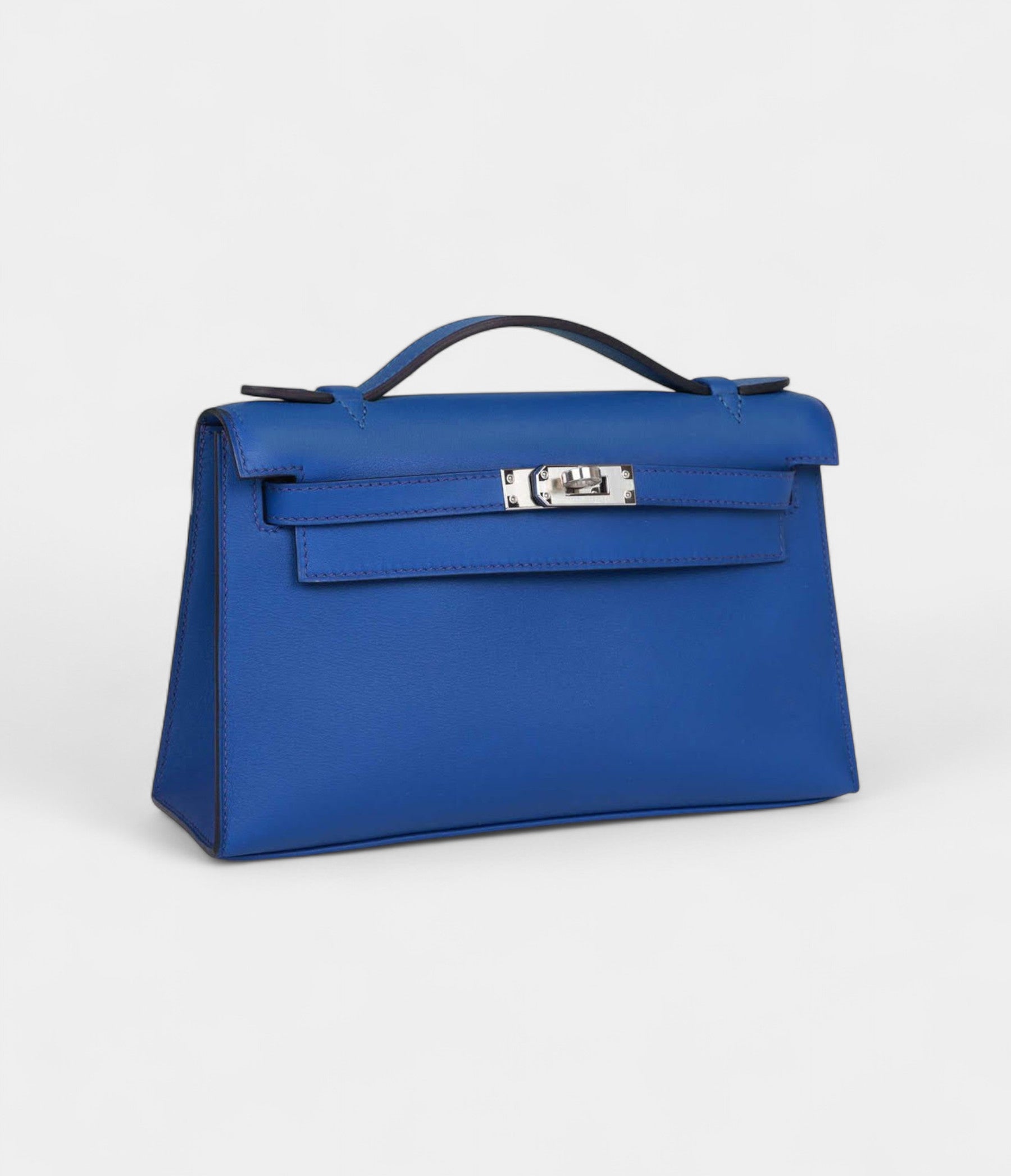 Hermès Kelly Pochette Bleu Royal Swift Palladium Hardware