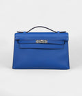 Hermès Kelly Pochette Bleu Royal Swift Palladium Hardware