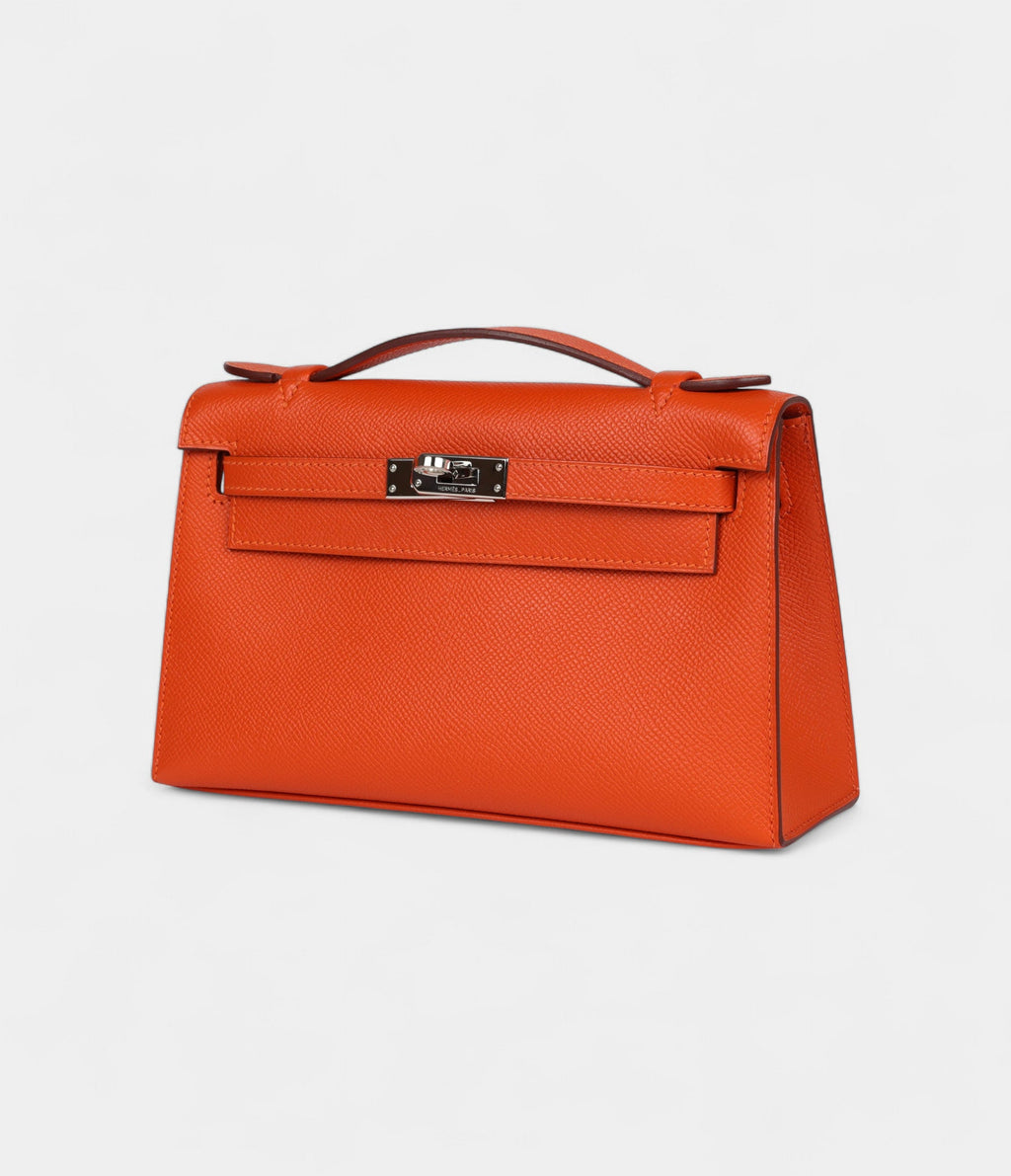 Hermès Kelly Pochette Feu Epsom Palladium Hardware