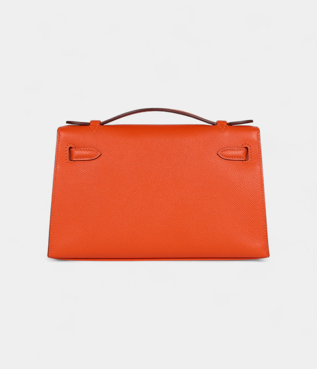 Hermès Kelly Pochette Feu Epsom Palladium Hardware