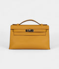 Hermès Kelly Pochette Jaune Ambre Swift Palladium Hardware