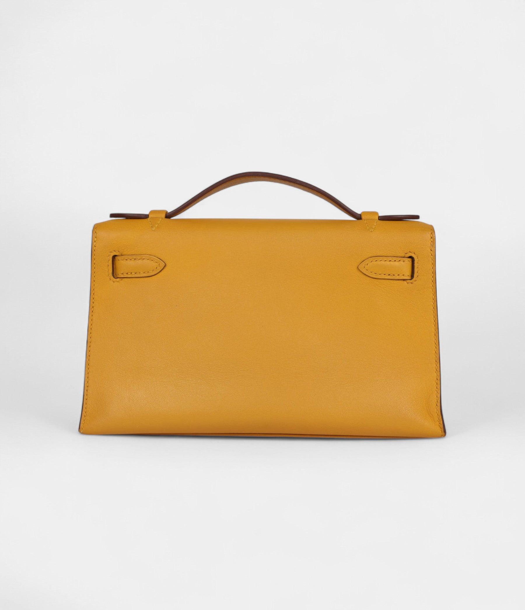 Hermès Kelly Pochette Jaune Ambre Swift Palladium Hardware
