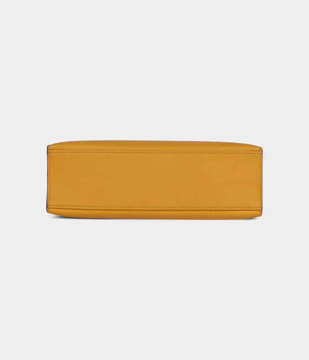 Hermès Kelly Pochette Jaune Ambre Swift Palladium Hardware
