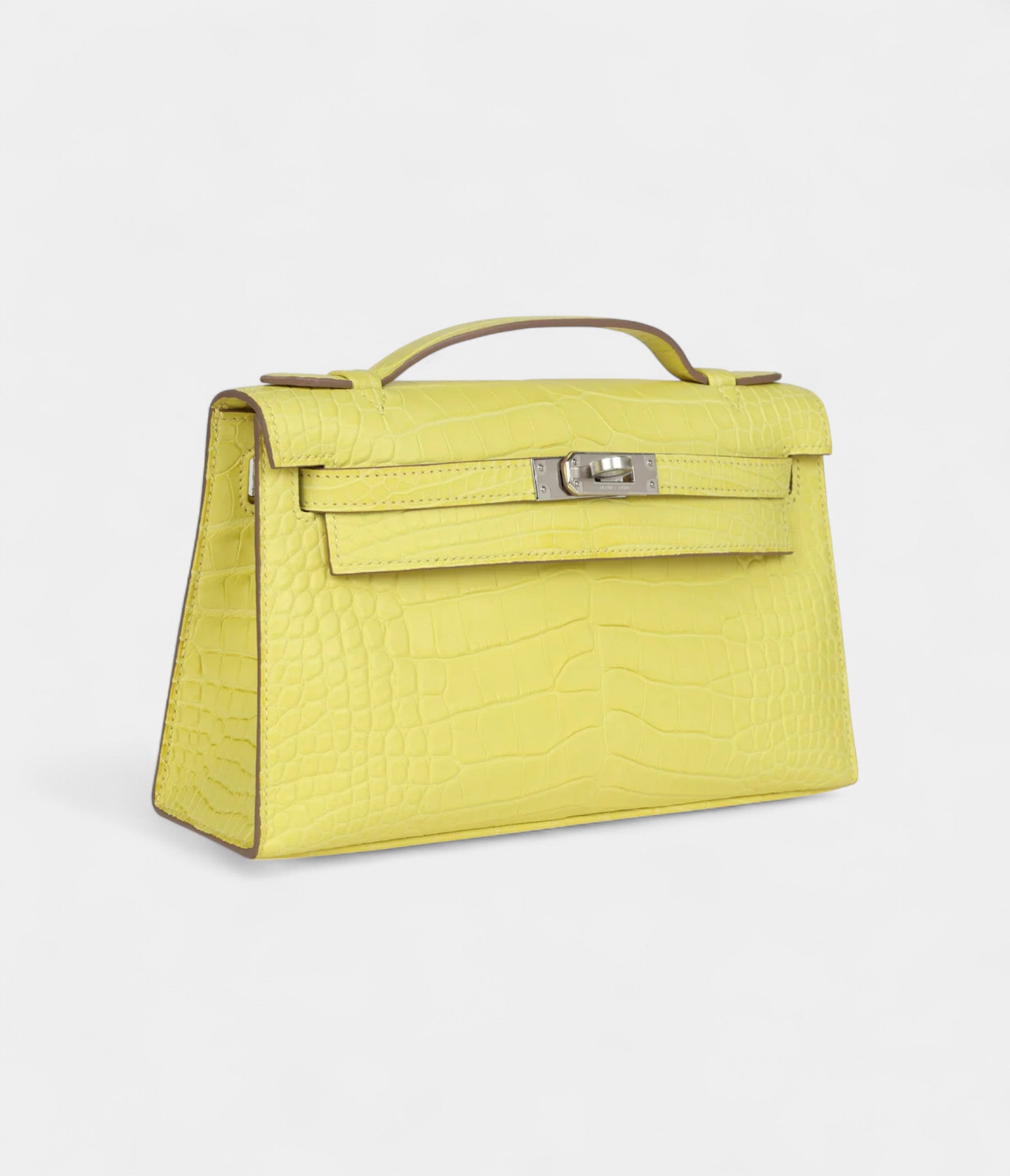 Hermès Kelly Pochette Lime Matte Alligator Palladium Hardware