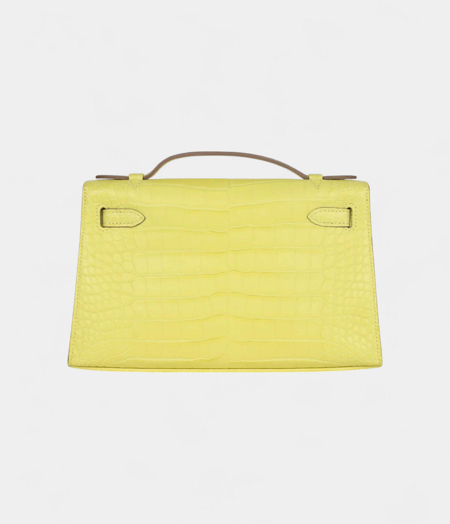 Hermès Kelly Pochette Lime Matte Alligator Palladium Hardware