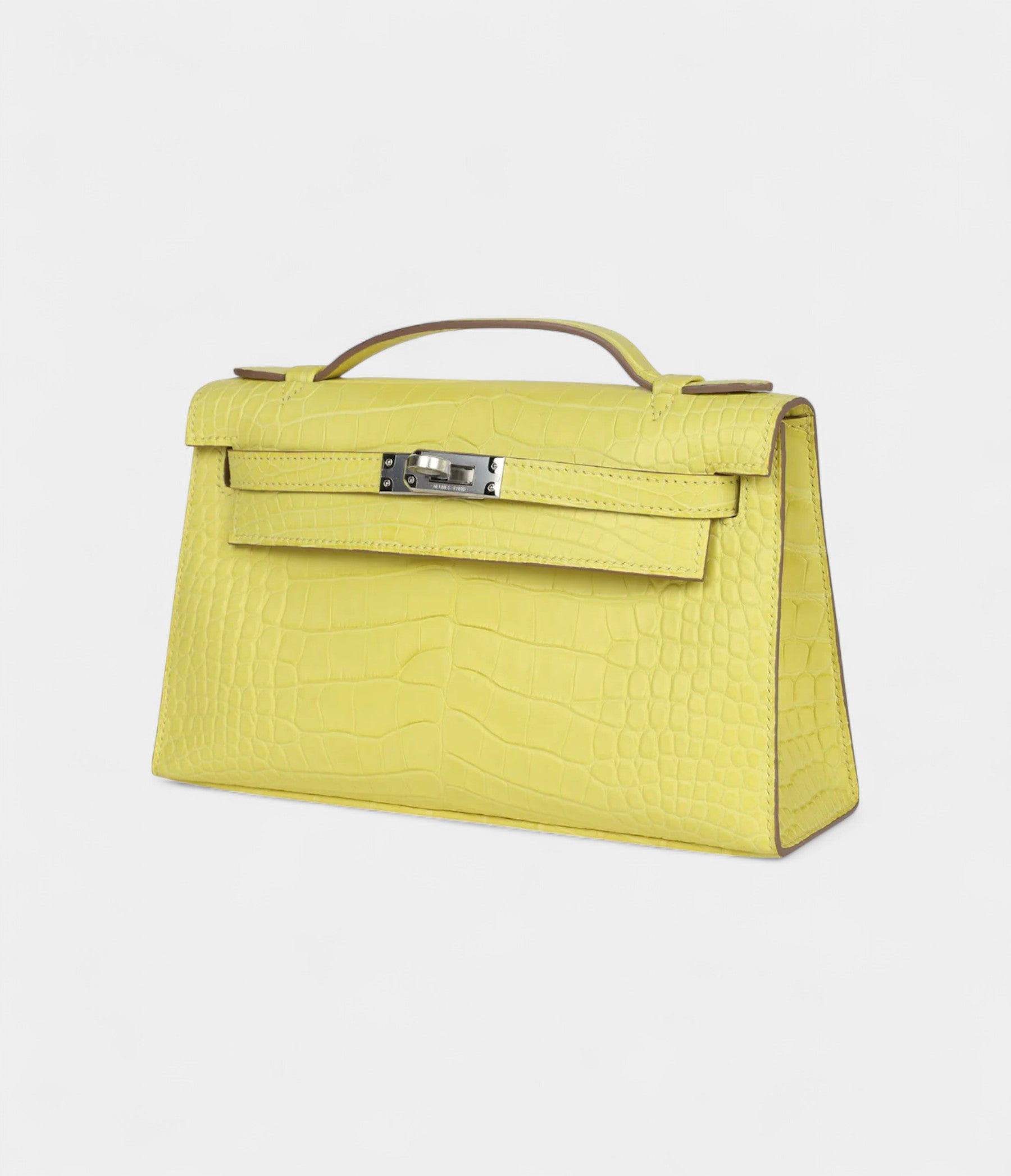 Hermès Kelly Pochette Lime Matte Alligator Palladium Hardware