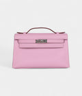 Hermès Kelly Pochette Mauve Sylvestre Swift Palladium Hardware