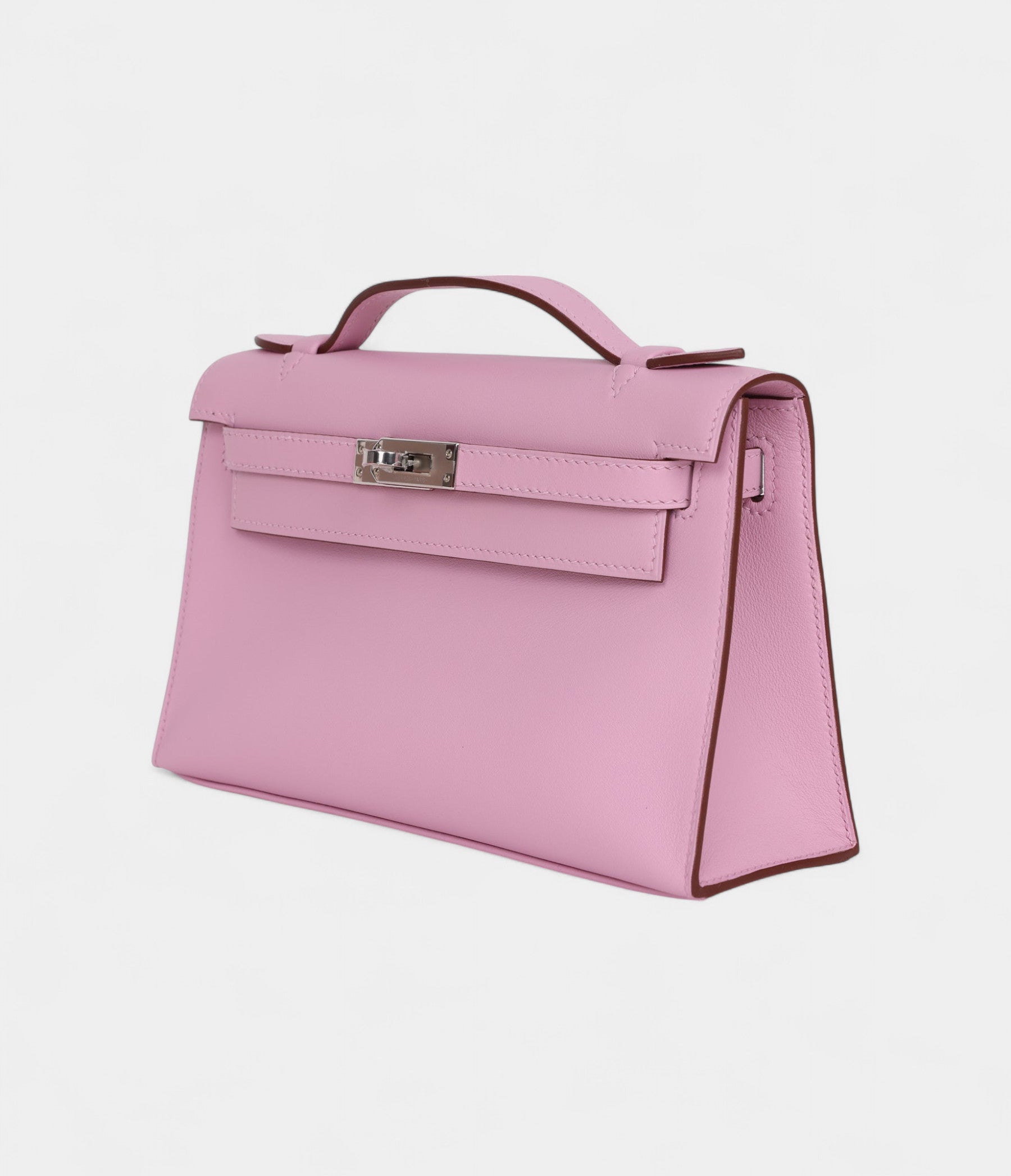 Hermès Kelly Pochette Mauve Sylvestre Swift Palladium Hardware