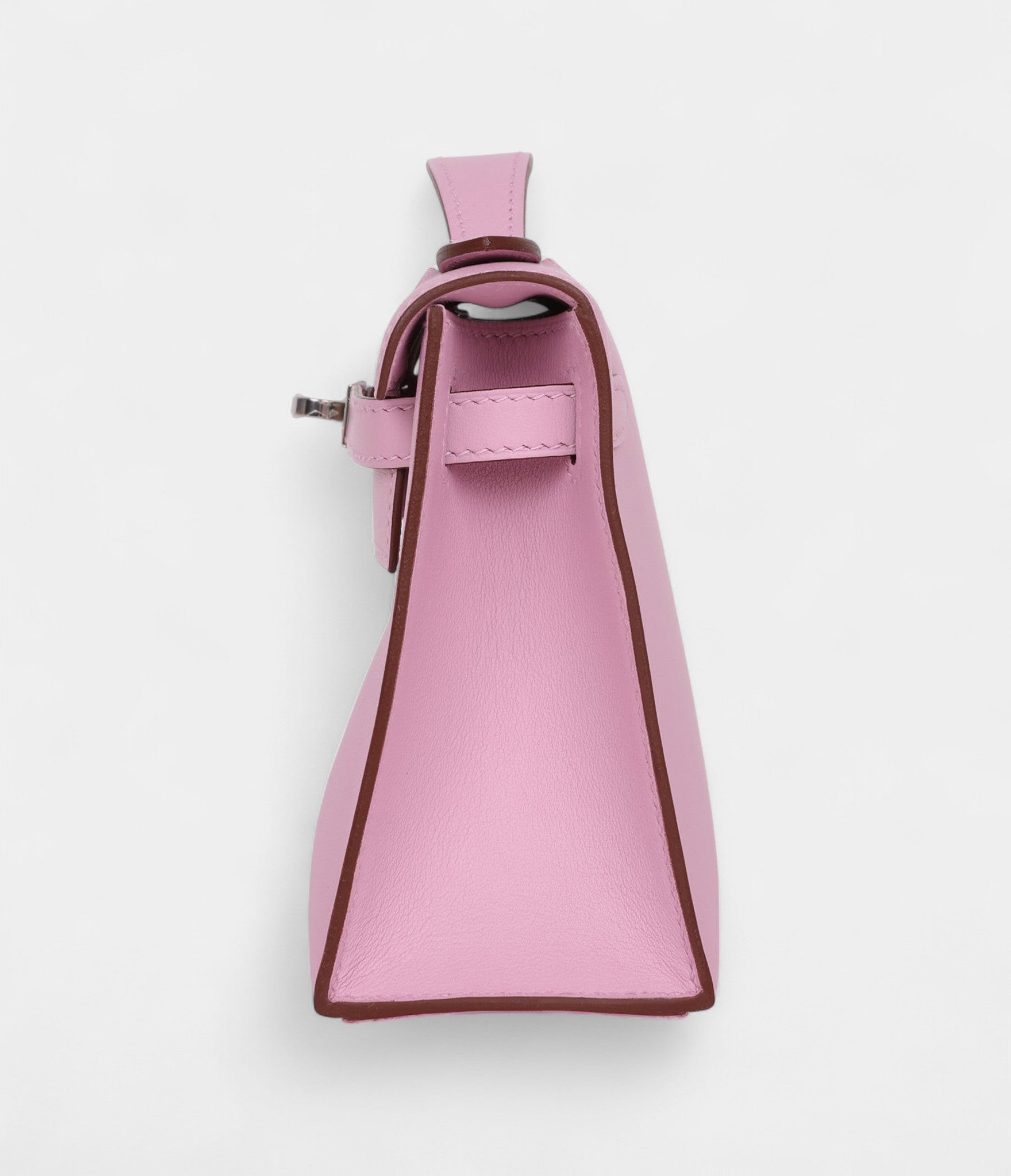 Hermès Kelly Pochette Mauve Sylvestre Swift Palladium Hardware