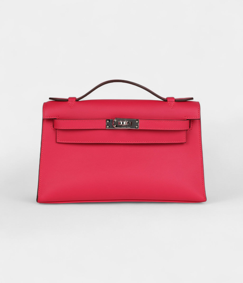 Hermès Kelly Pochette Rose Extreme Swift Palladium Hardware