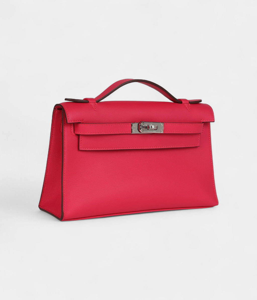 Hermès Kelly Pochette Rose Extreme Swift Palladium Hardware