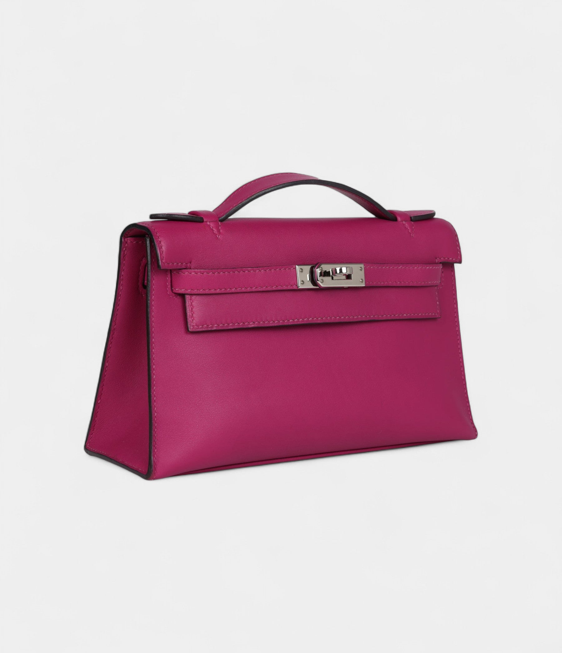 Hermès Kelly Pochette Rose Pourpre Swift Palladium Hardware