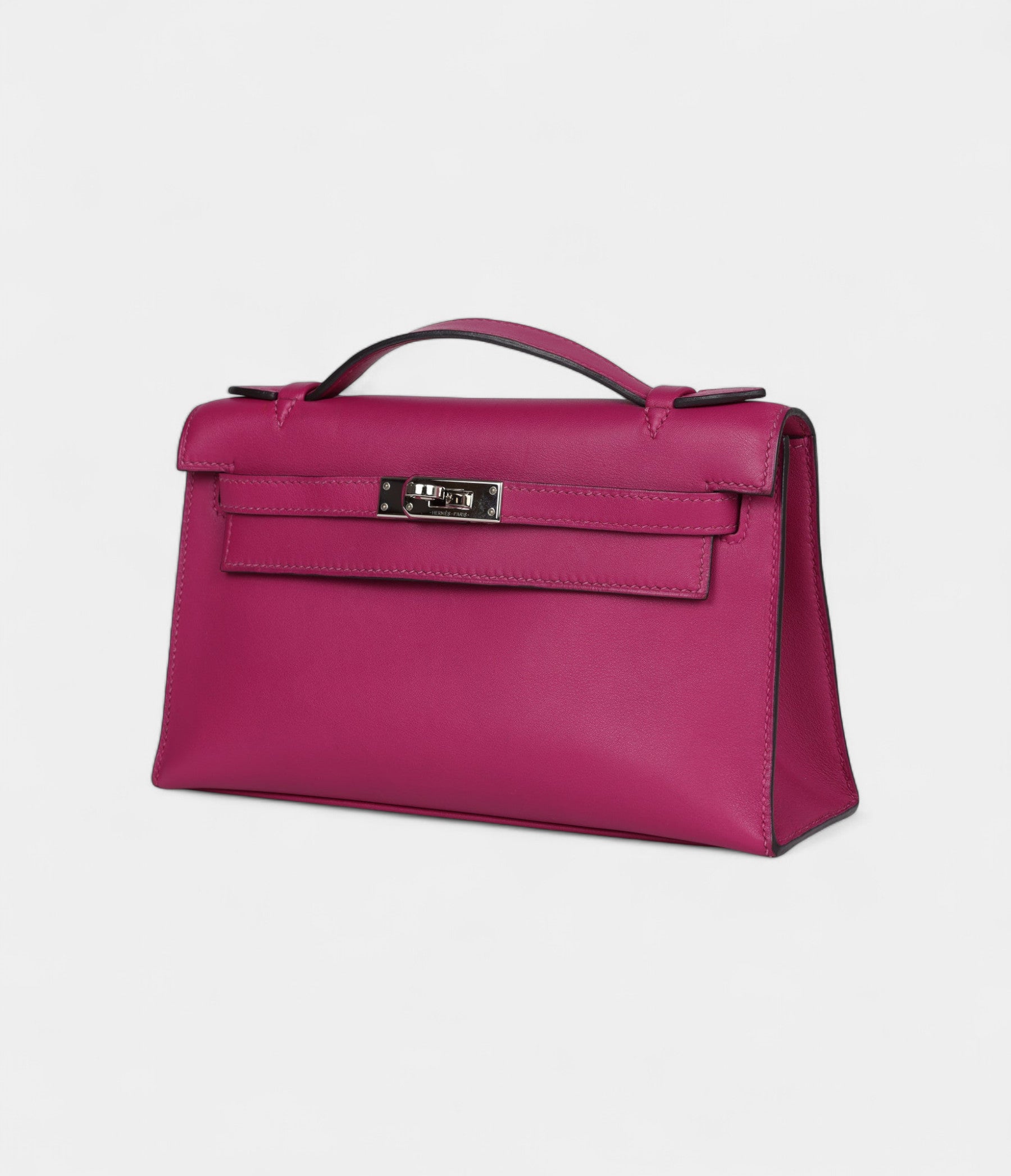 Hermès Kelly Pochette Rose Pourpre Swift Palladium Hardware