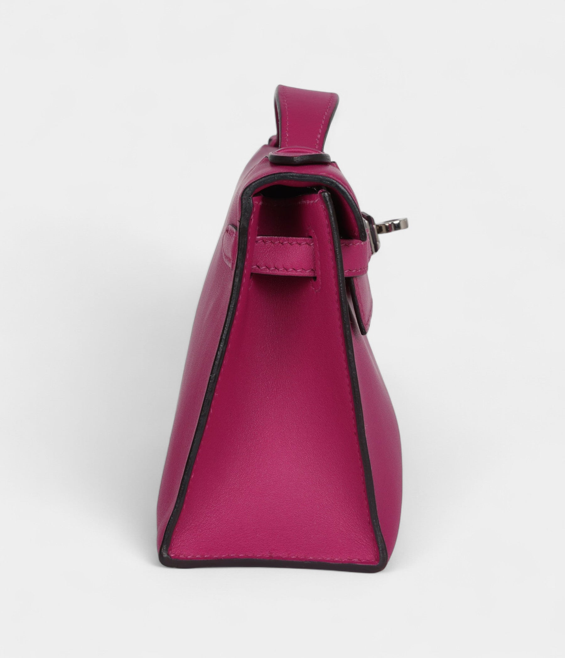 Hermès Kelly Pochette Rose Pourpre Swift Palladium Hardware