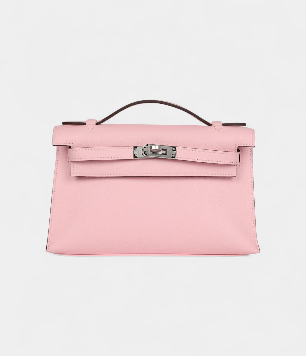 Hermès Kelly Pochette Rose Sakura Swift Palladium Hardware