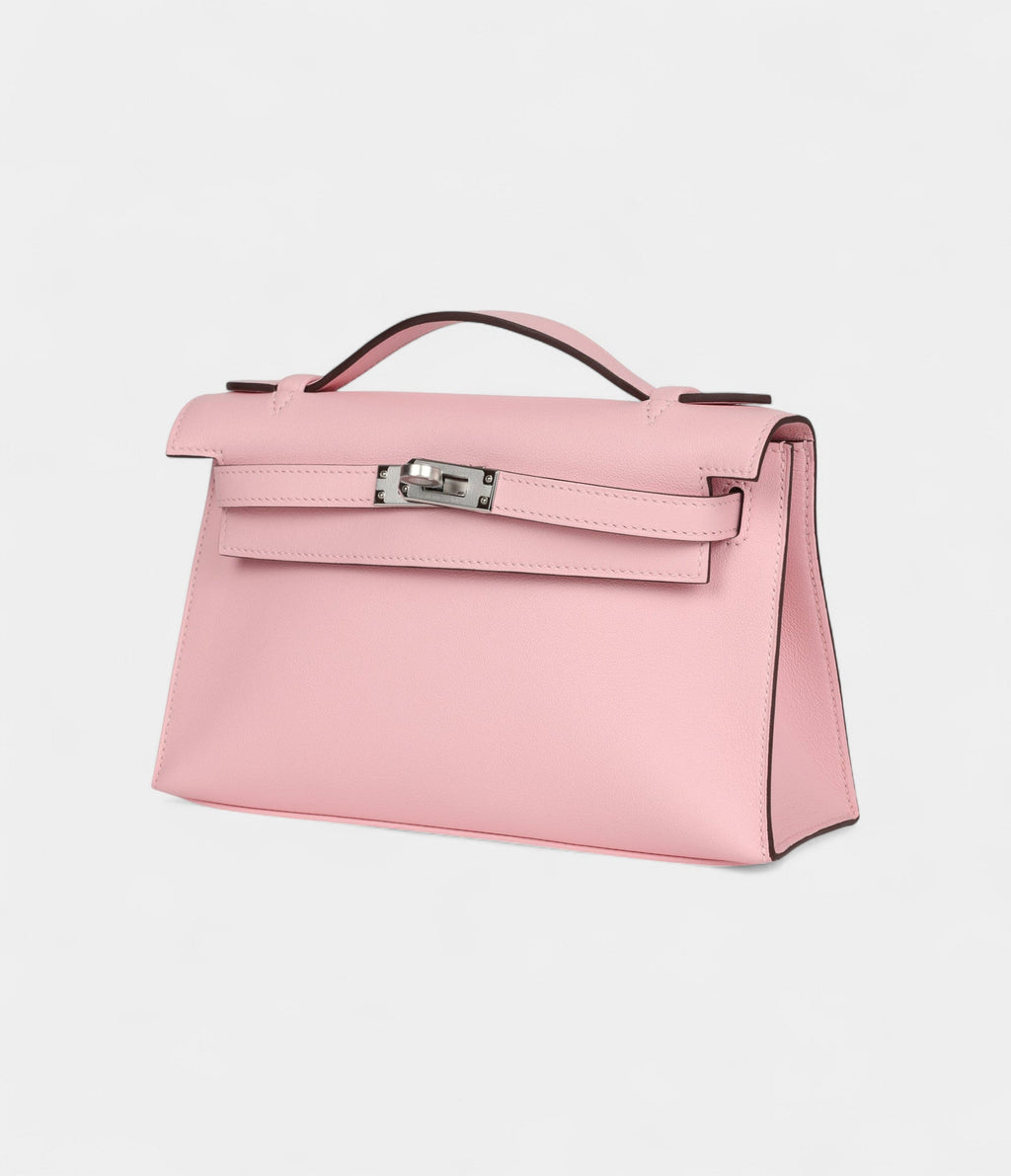 Hermès Kelly Pochette Rose Sakura Swift Palladium Hardware
