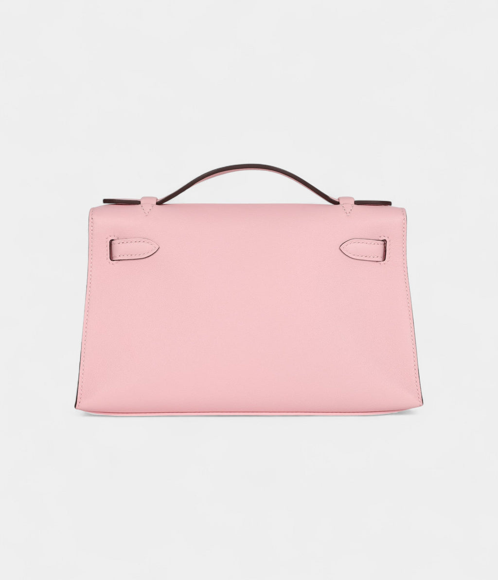 Hermès Kelly Pochette Rose Sakura Swift Palladium Hardware