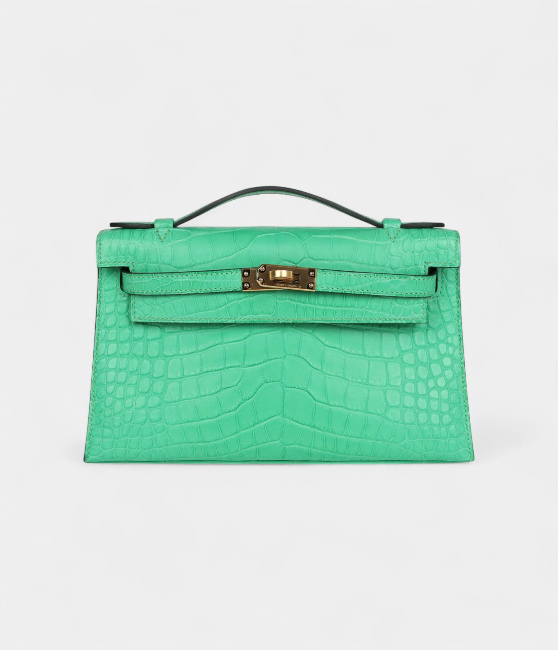 Hermès Kelly Pochette Vert Comics Matte Alligator Gold Hardware