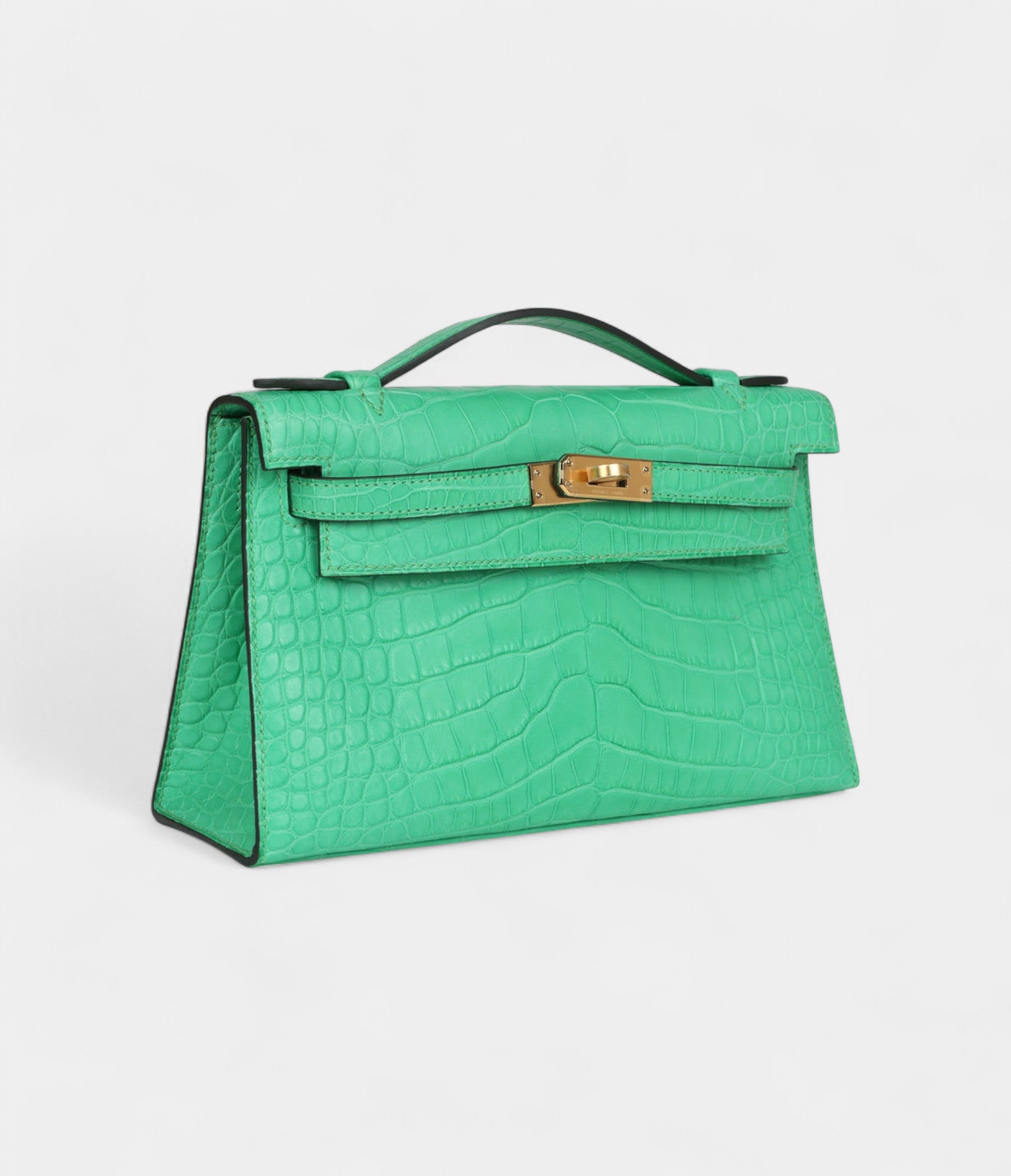 Hermès Kelly Pochette Vert Comics Matte Alligator Gold Hardware