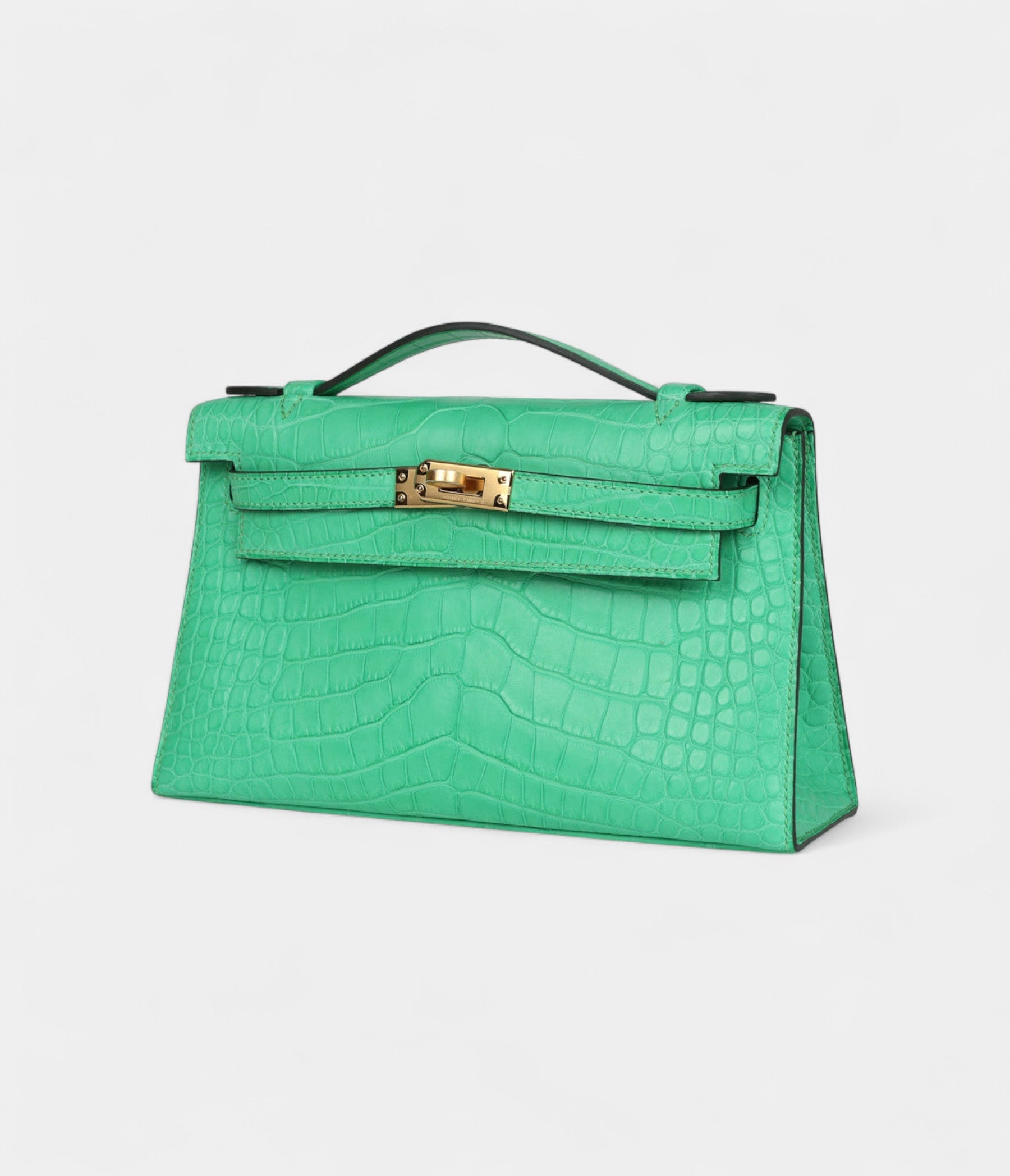 Hermès Kelly Pochette Vert Comics Matte Alligator Gold Hardware