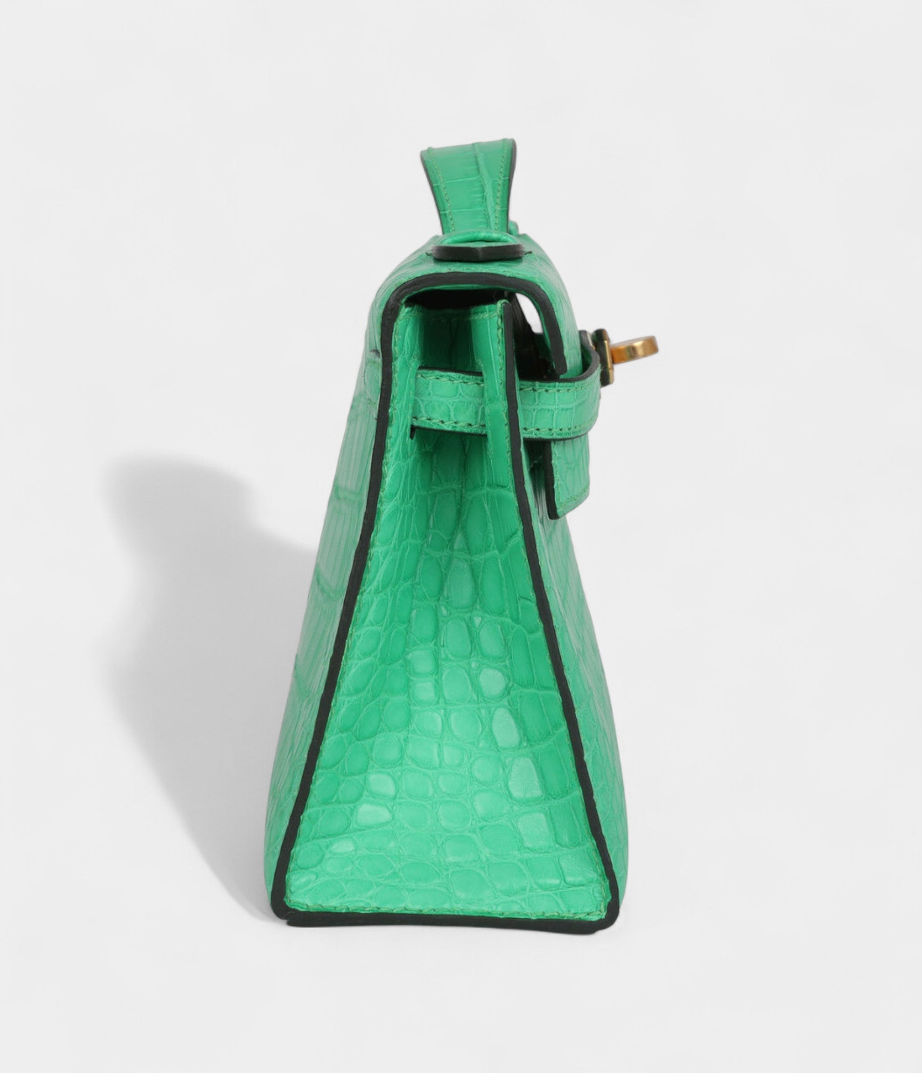 Hermès Kelly Pochette Vert Comics Matte Alligator Gold Hardware