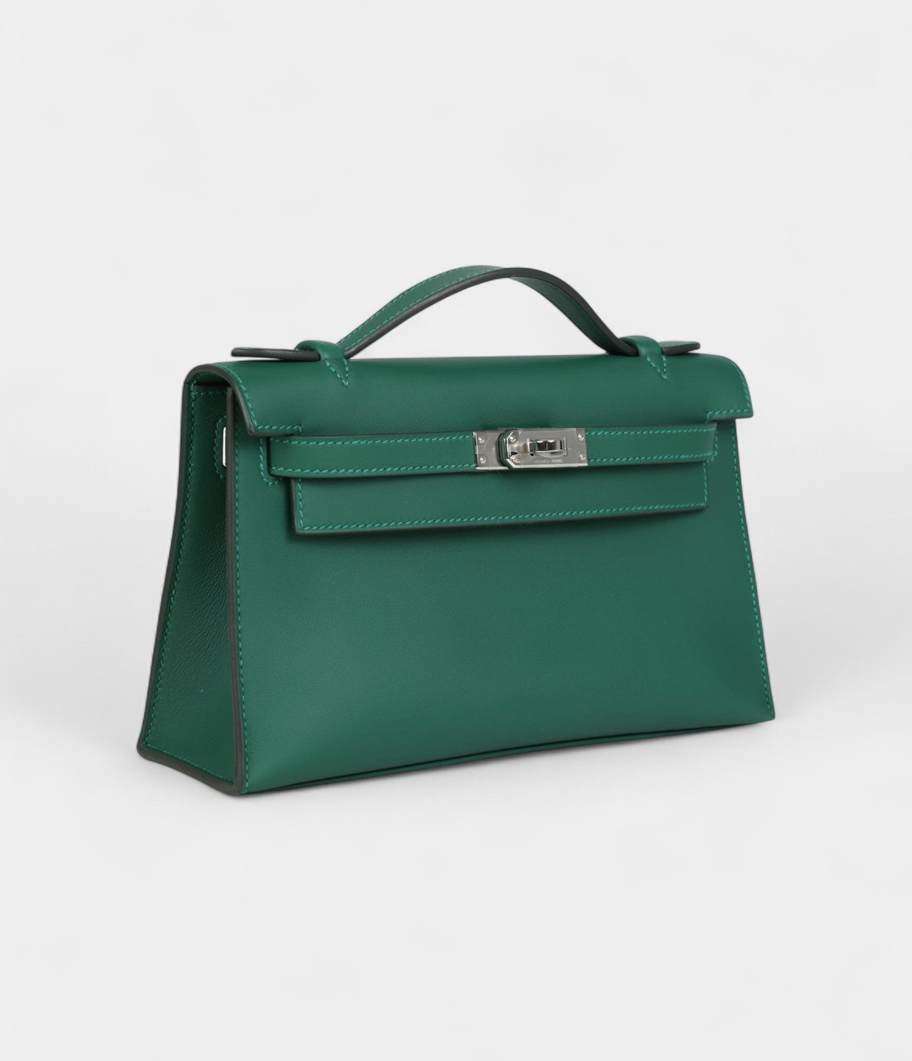 Hermès Kelly Pochette Vert Moyen Swift Palladium Hardware
