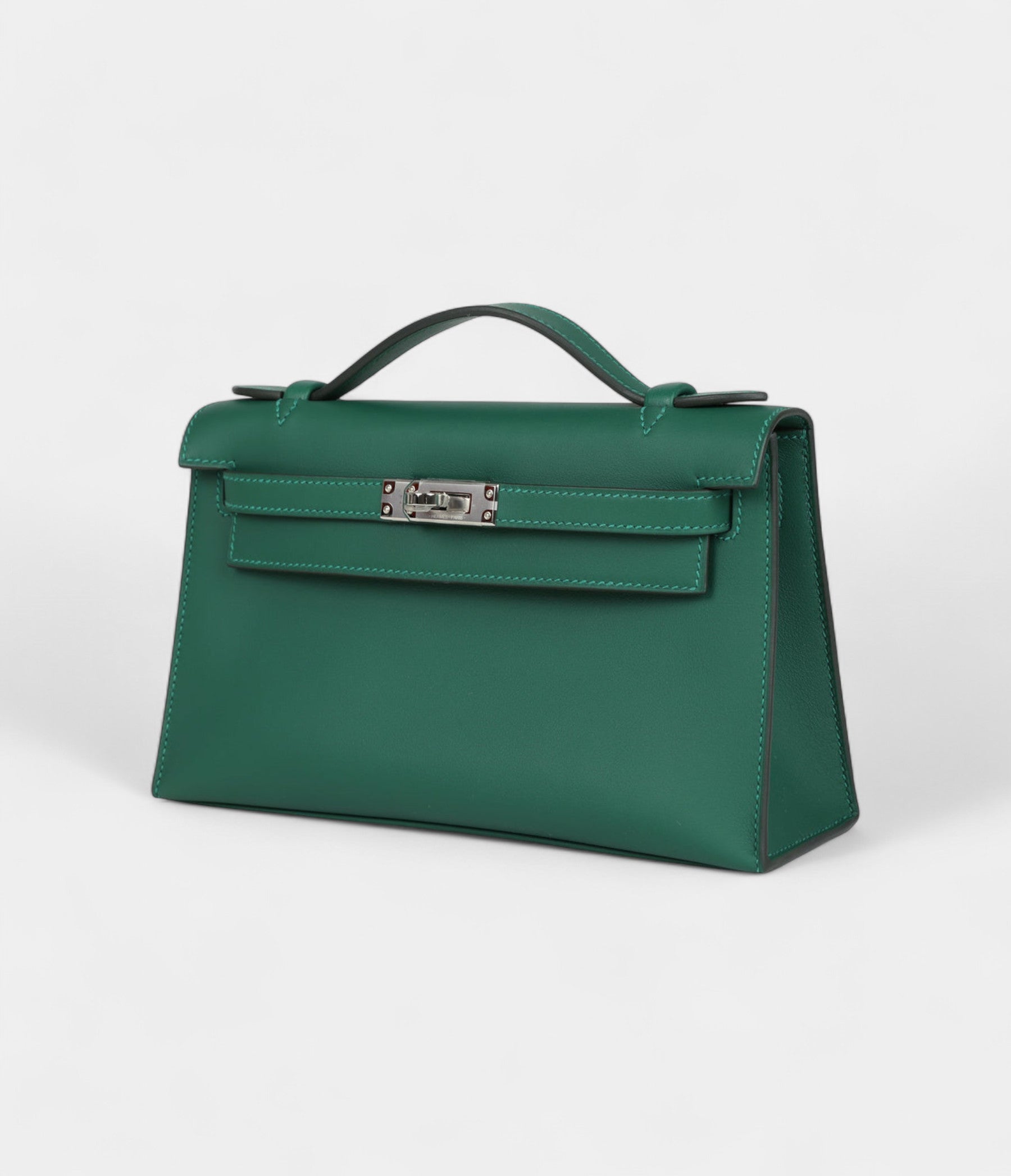 Hermès Kelly Pochette Vert Moyen Swift Palladium Hardware