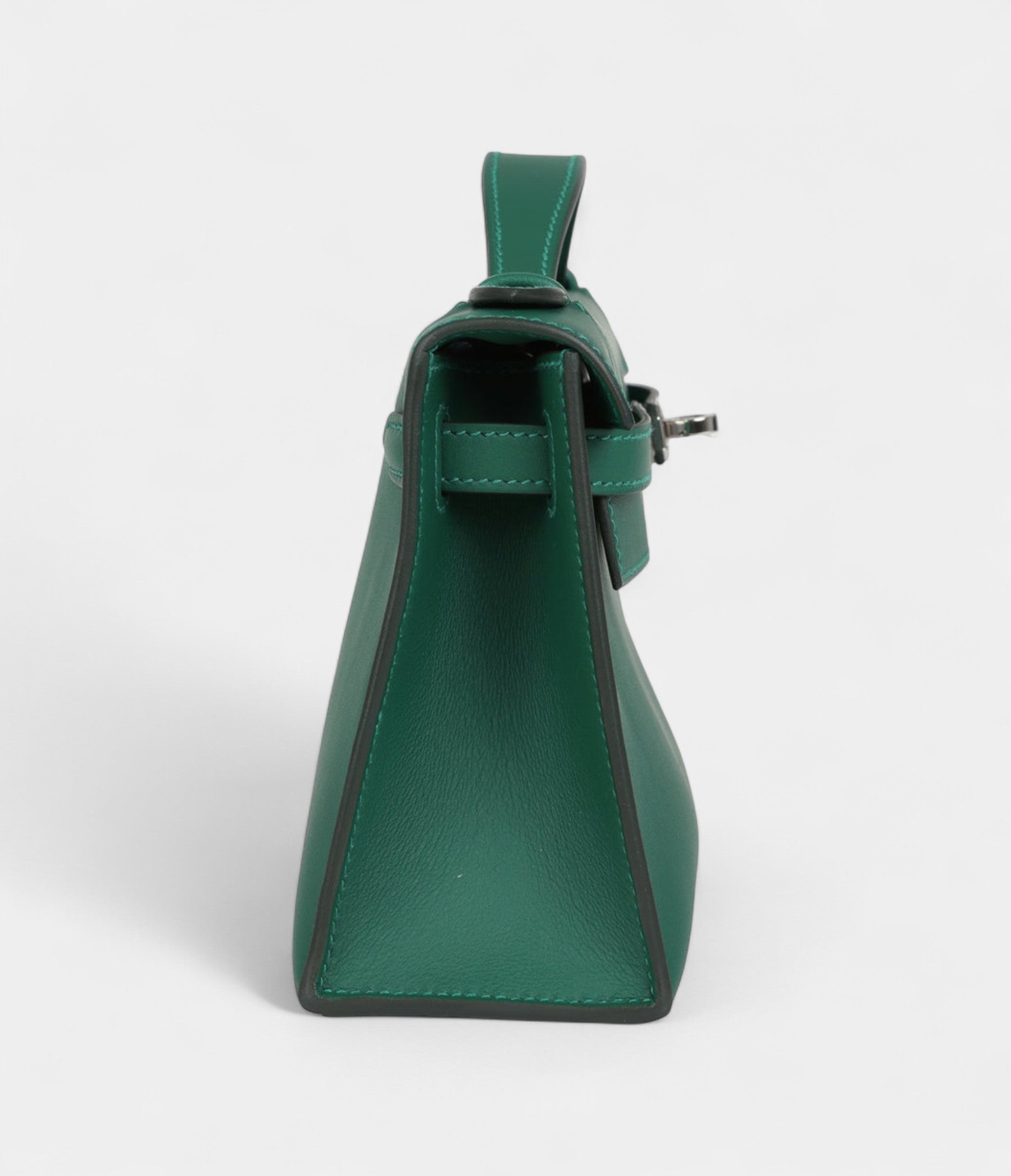 Hermès Kelly Pochette Vert Moyen Swift Palladium Hardware