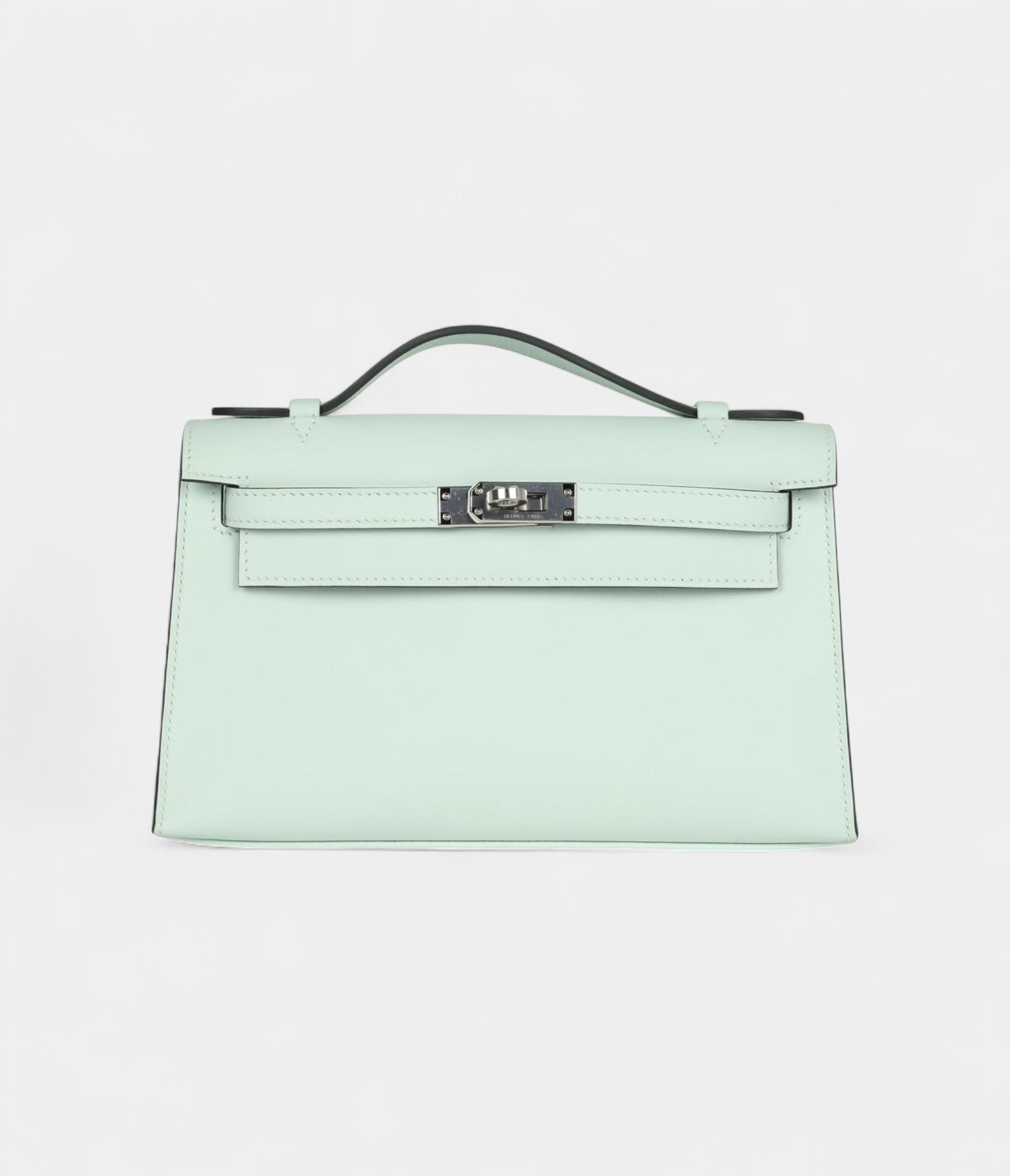 Hermès Kelly Pochette Vert Peppermint Swift Palladium Hardware