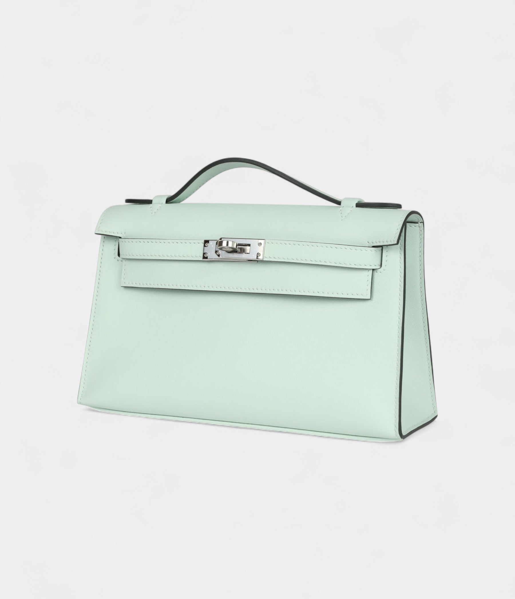 Hermès Kelly Pochette Vert Peppermint Swift Palladium Hardware
