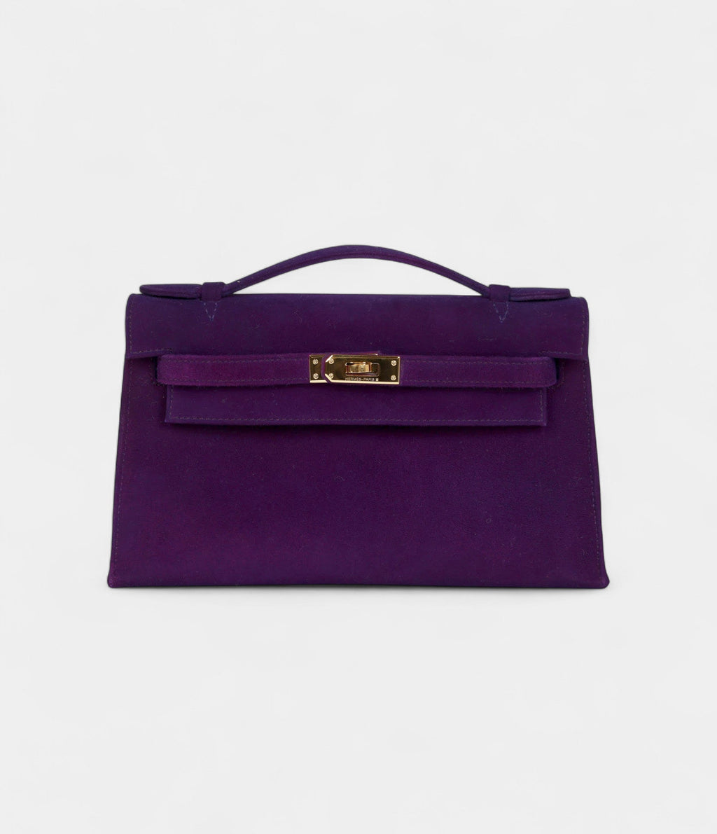 Hermès Kelly Pochette Violet Doblis Gold Hardware