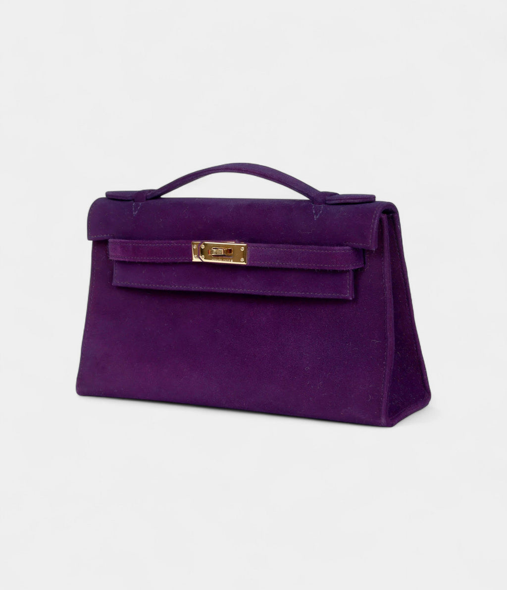 Hermès Kelly Pochette Violet Doblis Gold Hardware