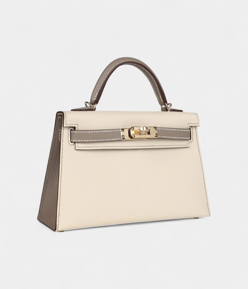 Hermès Kelly Sellier 20 Craie and Gris Asphalte Epsom Permabrass Hardware