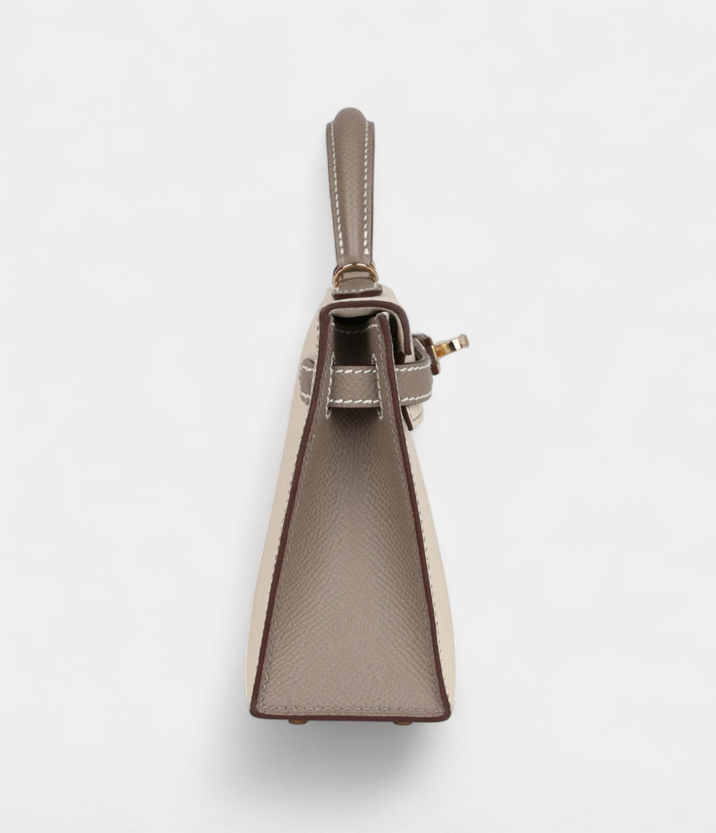 Hermès Kelly Sellier 20 Craie and Gris Asphalte Epsom Permabrass Hardware