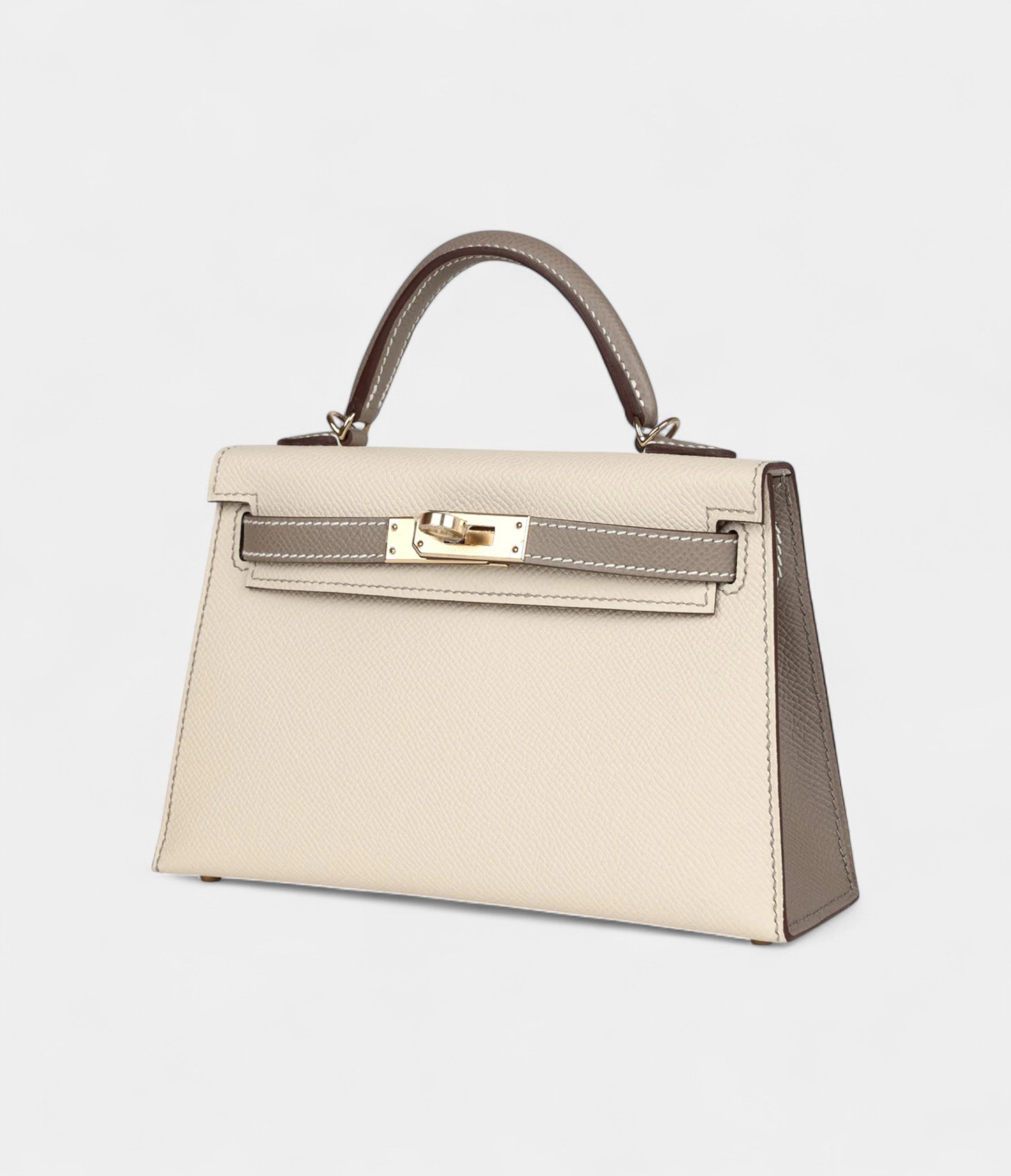 Hermès Kelly Sellier 20 Craie and Gris Asphalte Epsom Permabrass Hardware