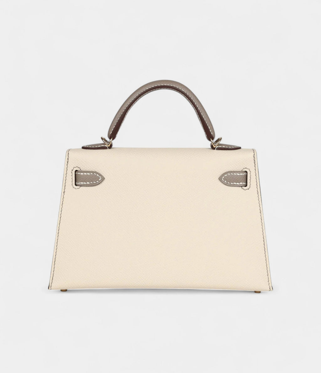 Hermès Kelly Sellier 20 Craie and Gris Asphalte Epsom Permabrass Hardware