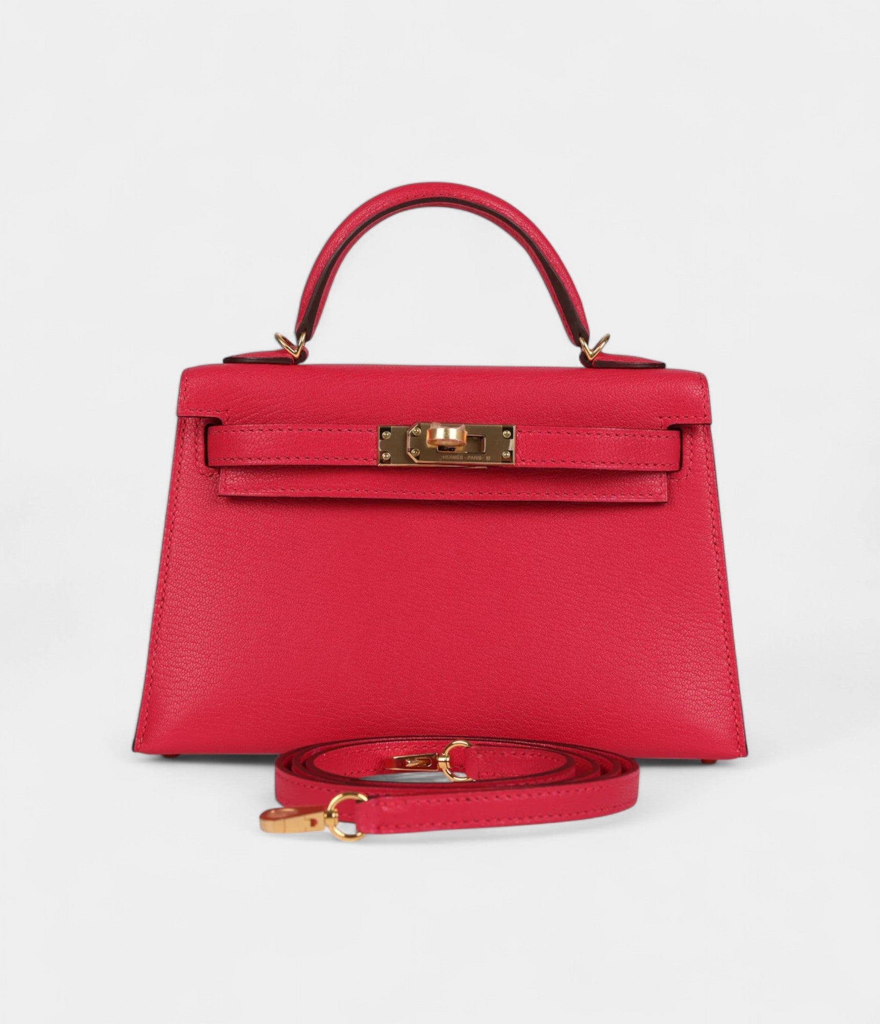 Hermès Kelly Sellier 20 Rose Extreme Chevre Gold Hardware