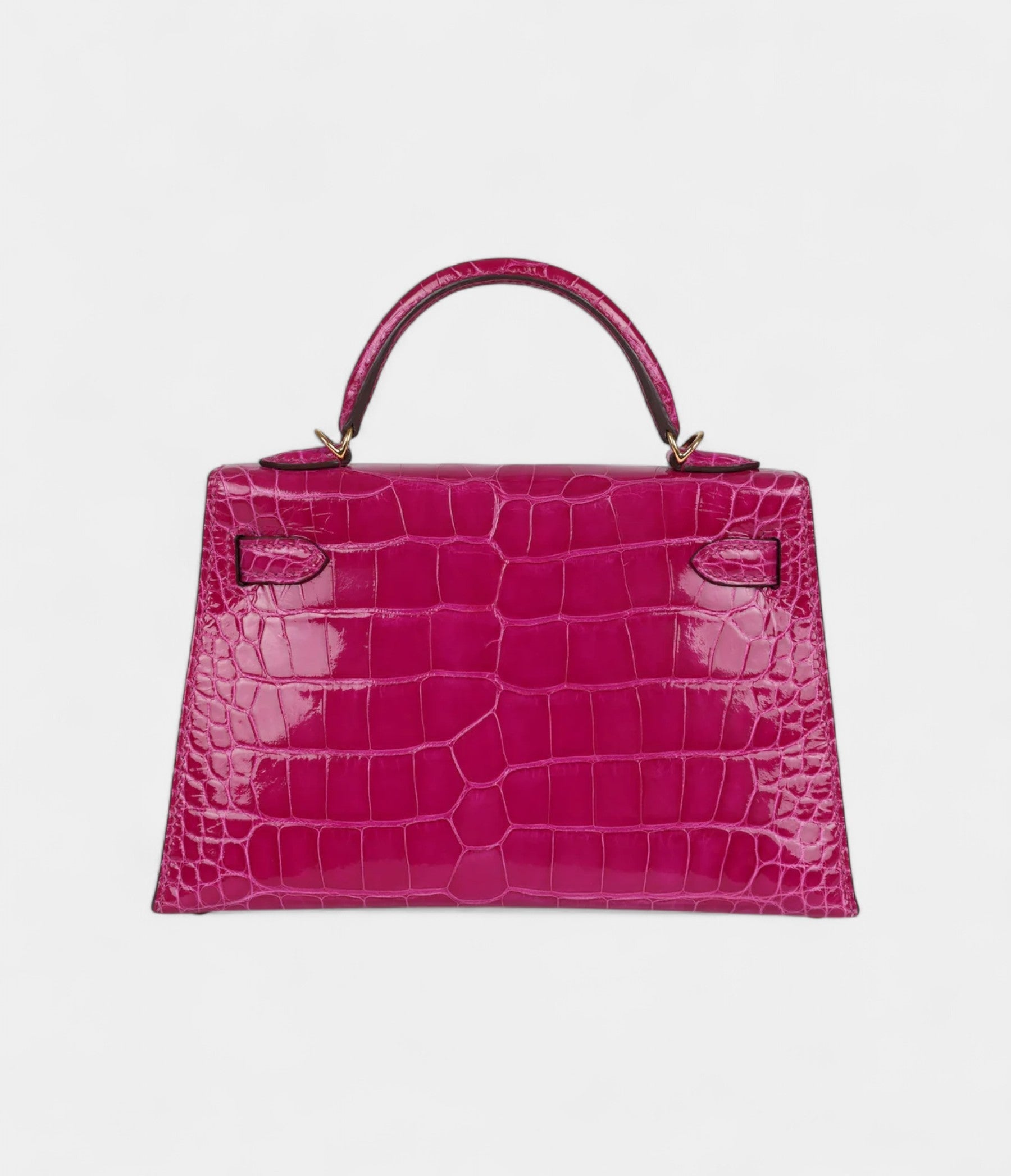 Hermès Kelly Sellier 20 Rose Scheherazade Shiny Alligator Gold Hardware