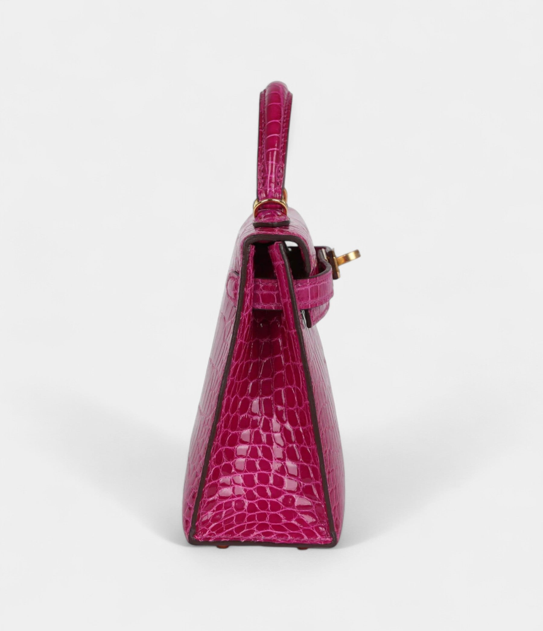 Hermès Kelly Sellier 20 Rose Scheherazade Shiny Alligator Gold Hardware