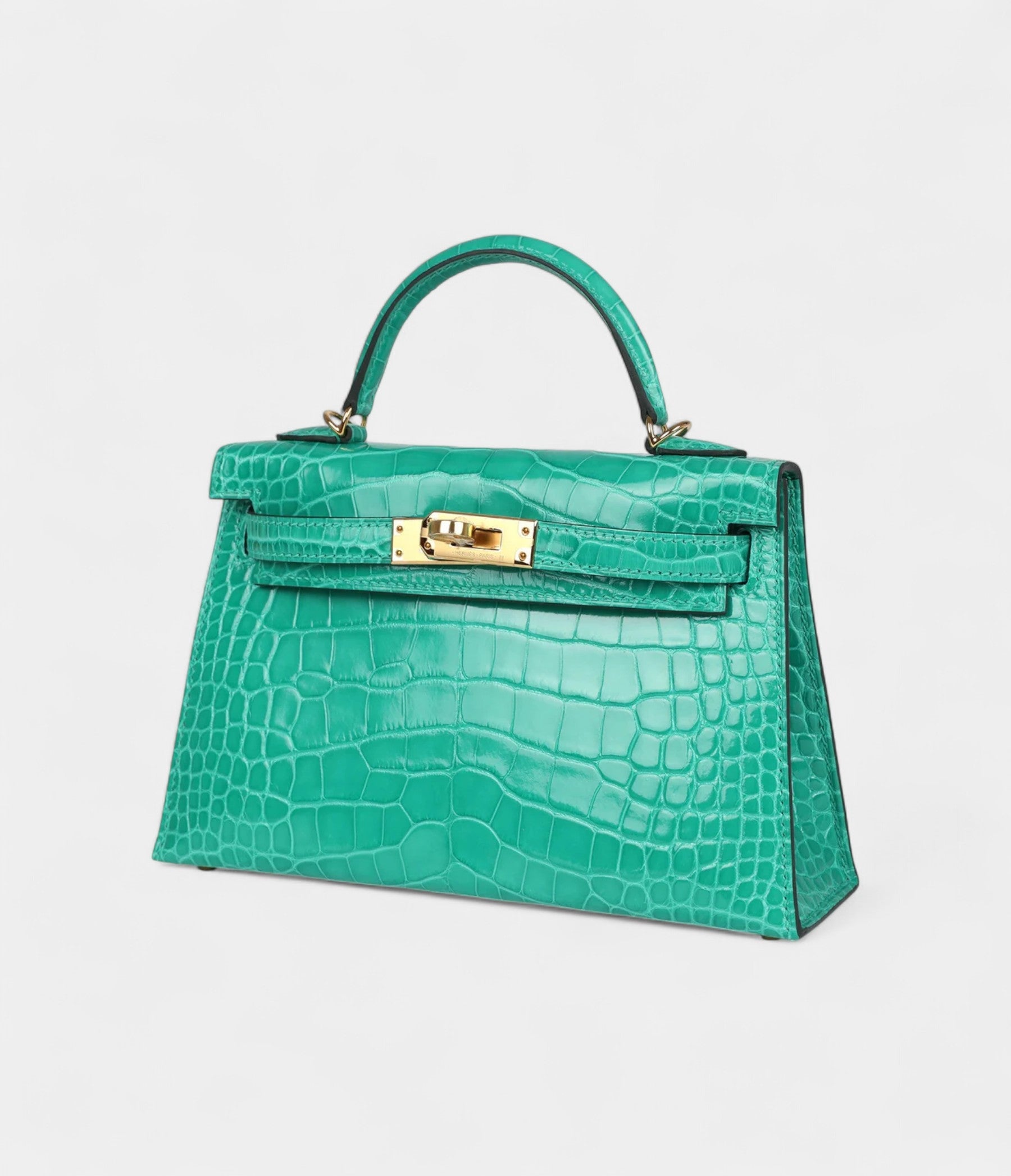 Hermès Kelly Sellier 20 Vert Jade Shiny Alligator Gold Hardware